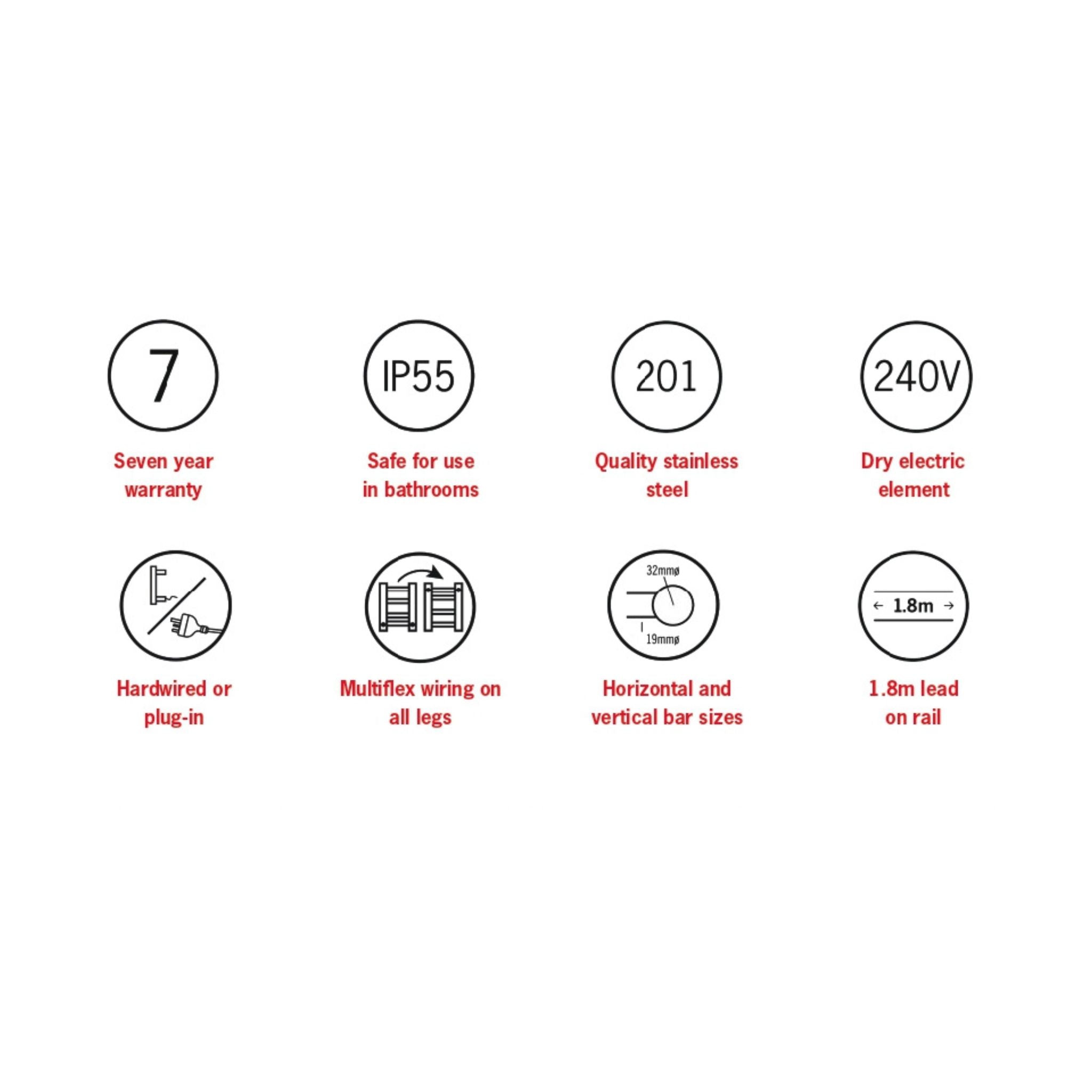 THERMOGROUP ROUND LADDER HEATED TOWEL RAIL SATIN WHITE 600MM