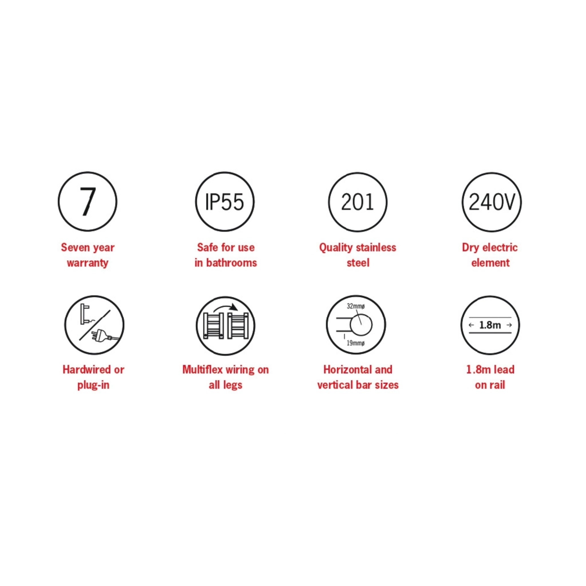 THERMOGROUP STRAIGHT ROUND BUDGET LADDER HEATED TOWEL RAIL 600MM