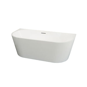 ZUMI MILA FREESTANDING BACK TO WALL BATHTUB WITH OVERFLOW GLOSS WHITE (AVAILABLE IN 1400MM, 1500MM AND 1700MM)