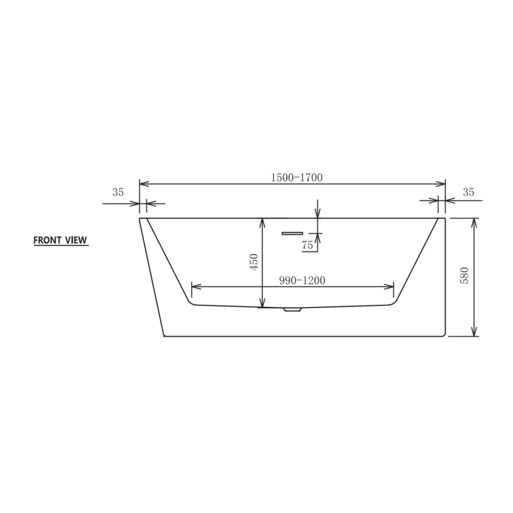 ZUMI MILA FREESTANDING LEFT CORNER BATHTUB WITH OVERFLOW GLOSS WHITE (AVAILABLE IN 1500MM AND 1700MM)