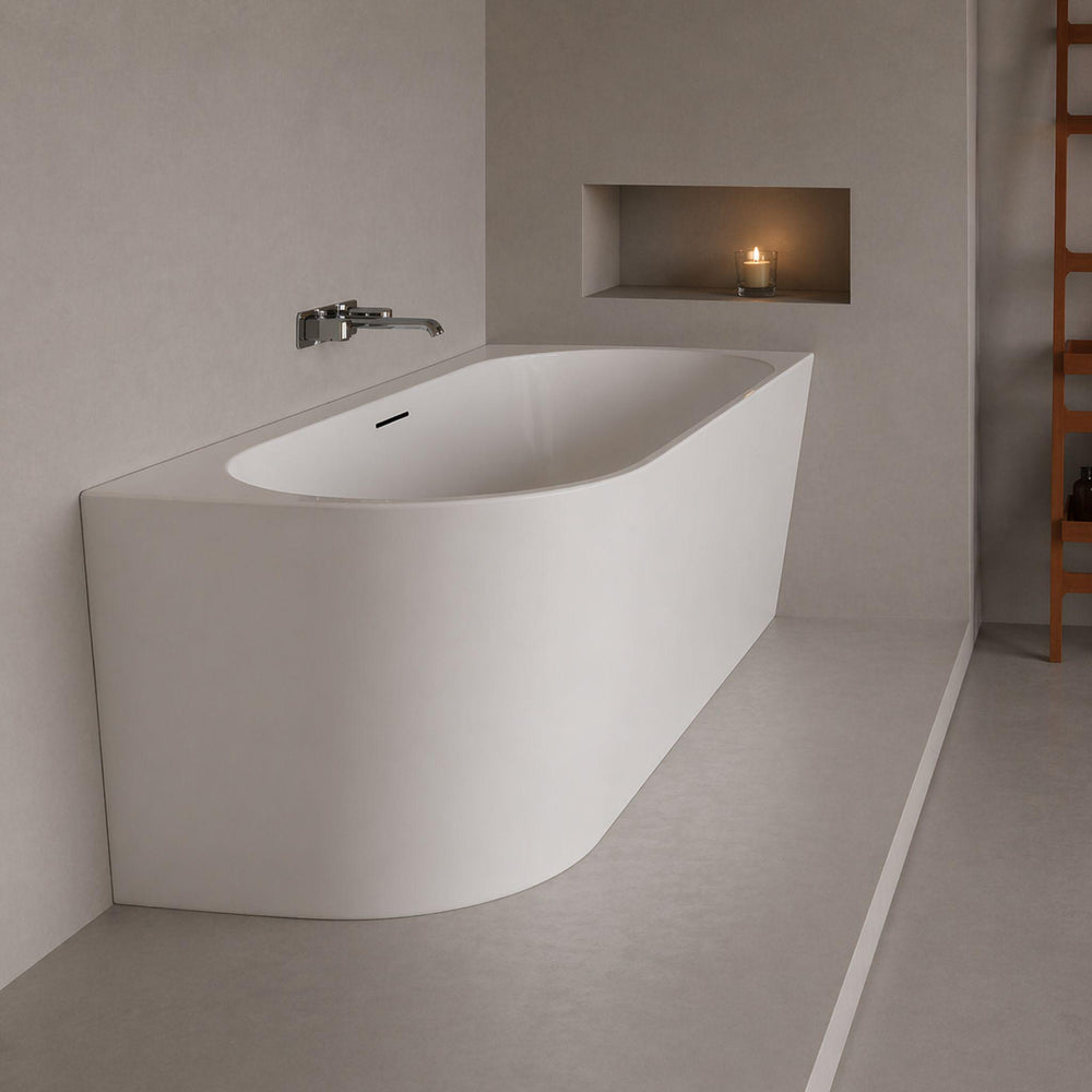 ZUMI MILA FREESTANDING RIGHT CORNER BATHTUB WITH OVERFLOW GLOSS WHITE (AVAILABLE IN 1500MM AND 1700MM)