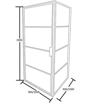 BTH FRAMED PIVOT DOOR CORNER SHOWER SCREEN BLACK