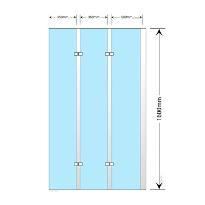 BELLA VISTA FRAMELESS BIFOLD DOUBLE DOOR BATH SHOWER SCREEN CHROME