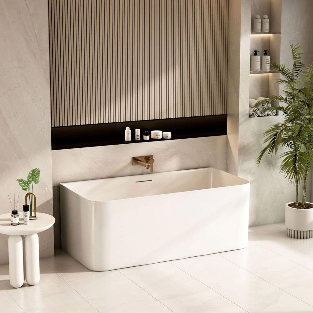 MERCIO BULLION ULTRA THIN BACK TO WALL BATHTUB GLOSS WHITE (AVAILABLE IN 1500MM AND 1700MM)