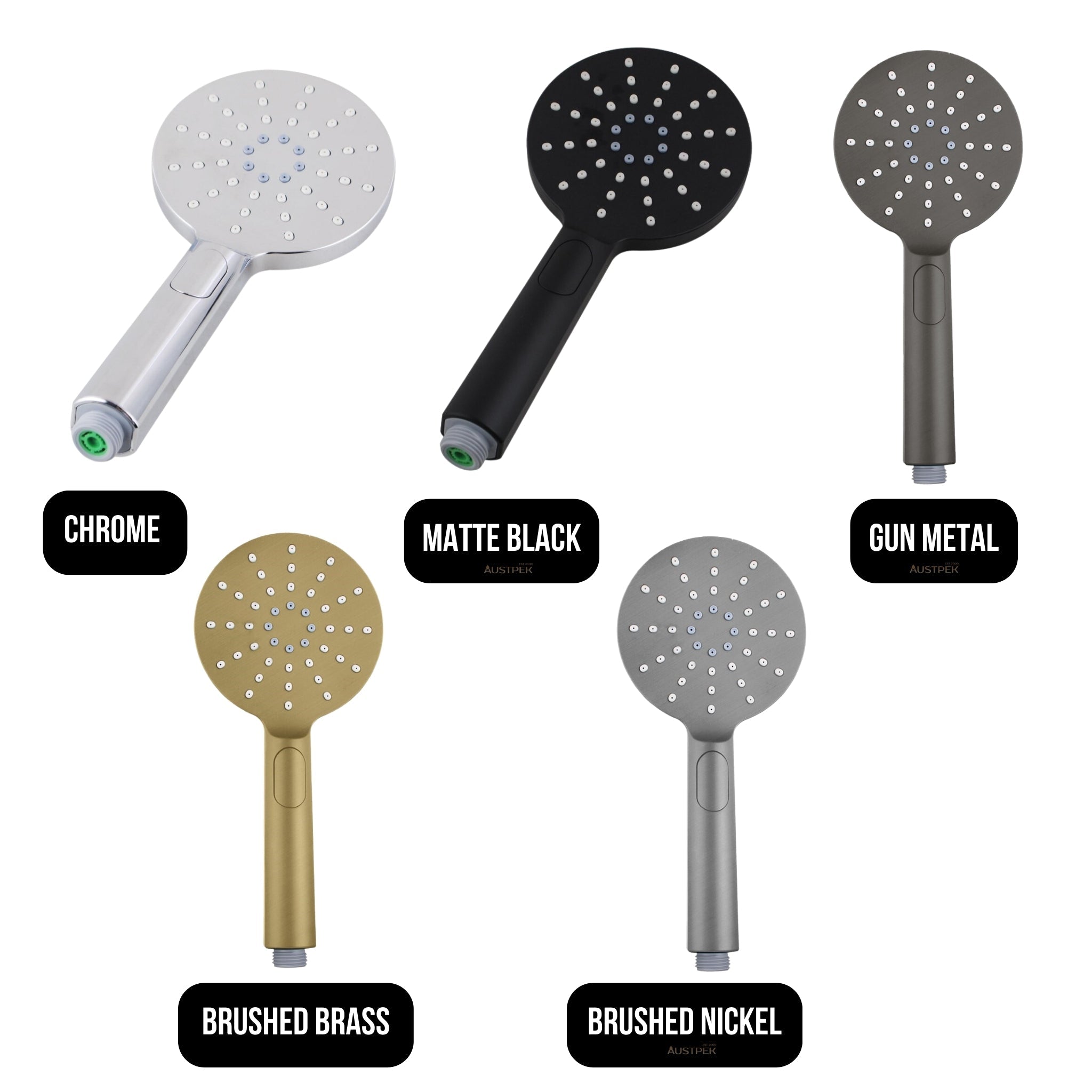 AQUAPERLA ROUND HANDHELD SHOWER HEAD 120MM BRUSHED NICKEL