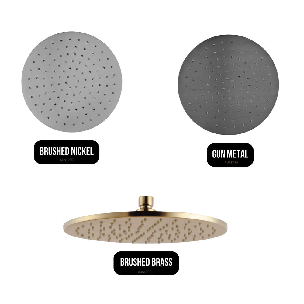 AQUAPERLA BRASS ROUND SHOWER HEAD 250MM BRUSHED NICKEL