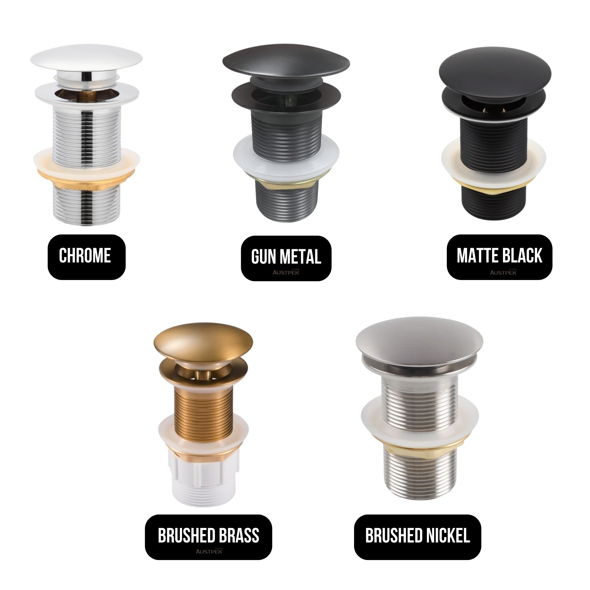 AQUAPERLA POP-UP NON-OVERFLOW BASIN WASTE 32MM BRUSHED NICKEL