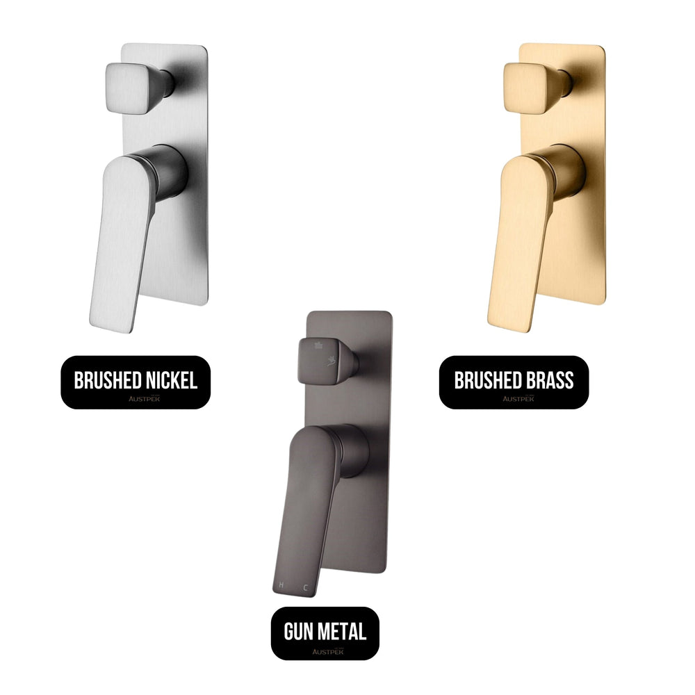 AQUAPERLA RUSHY WALL MIXER WITH DIVERTER 205MM BRUSHED NICKEL