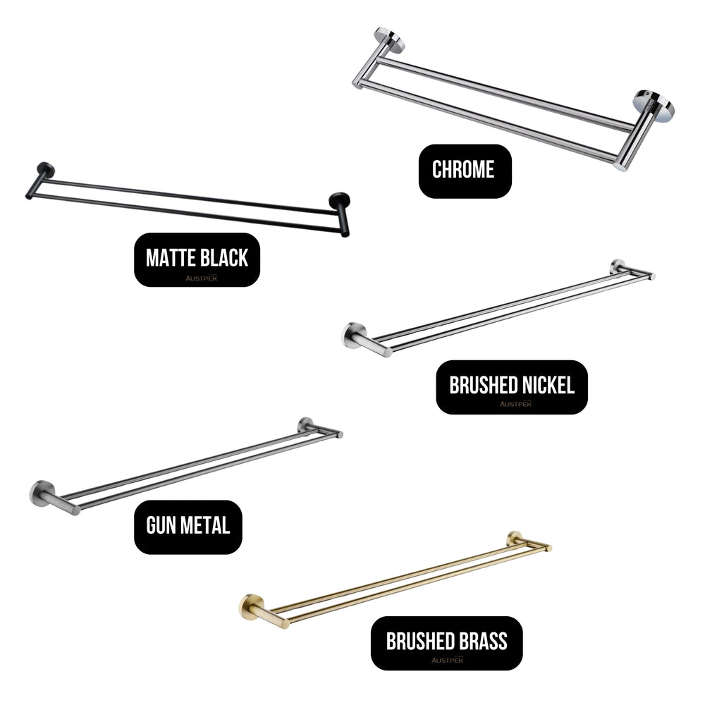 AQUAPERLA LUCID PIN CUTTABLE DOUBLE TOWEL RAIL 790MM CHROME