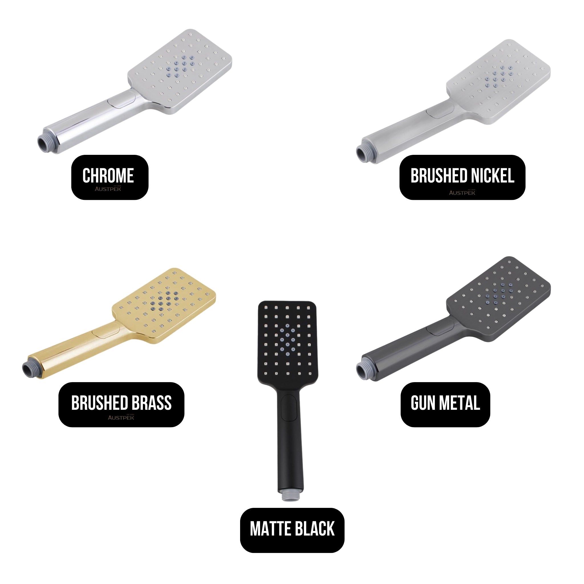 AQUAPERLA SQUARE HANDHELD SHOWER HEAD 80MM GUN METAL