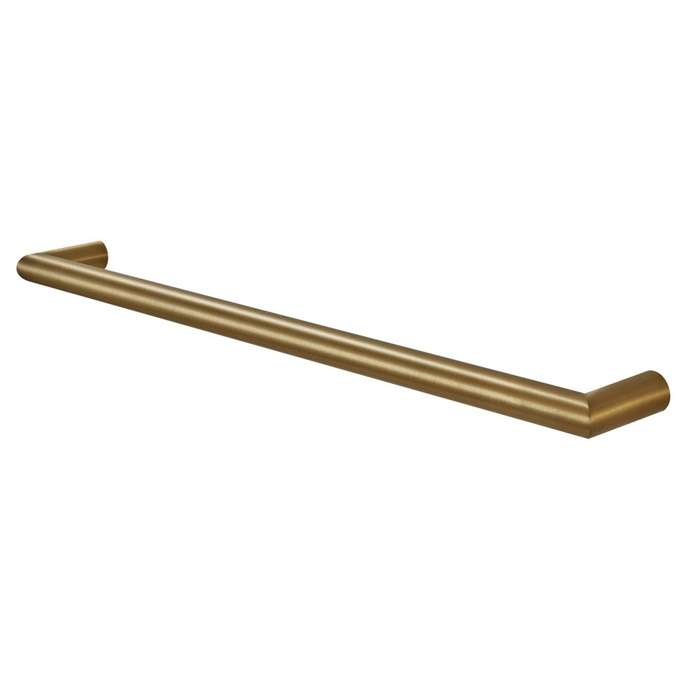 NORICO ROUND HORIZONTAL SINGLE BAR HEATED TOWEL RACK BRUSHED BRASS 780MM