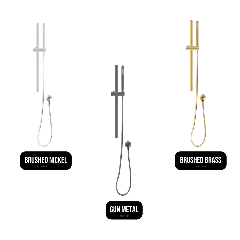 AQUAPERLA ROUND HANDHELD SHOWER RAIL BRUSHED BRASS