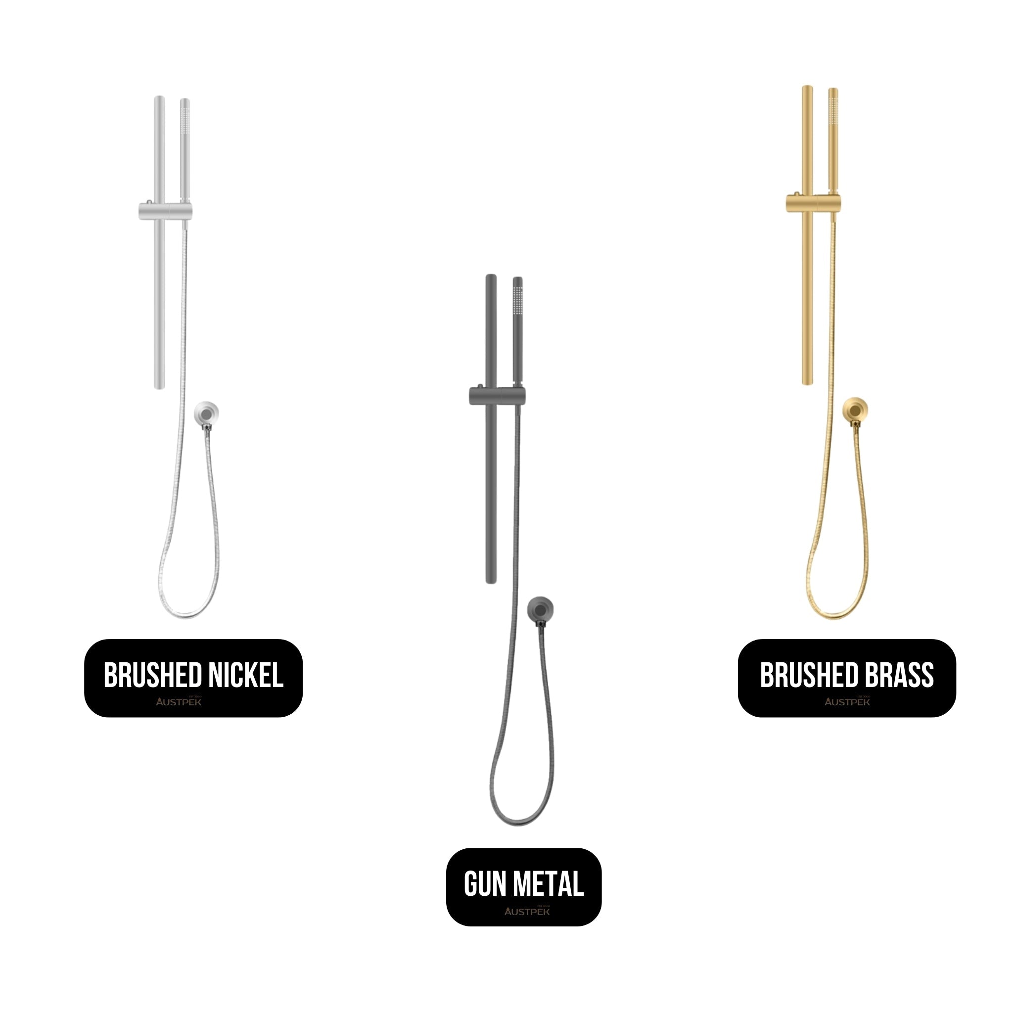 AQUAPERLA ROUND HANDHELD SHOWER RAIL BRUSHED BRASS