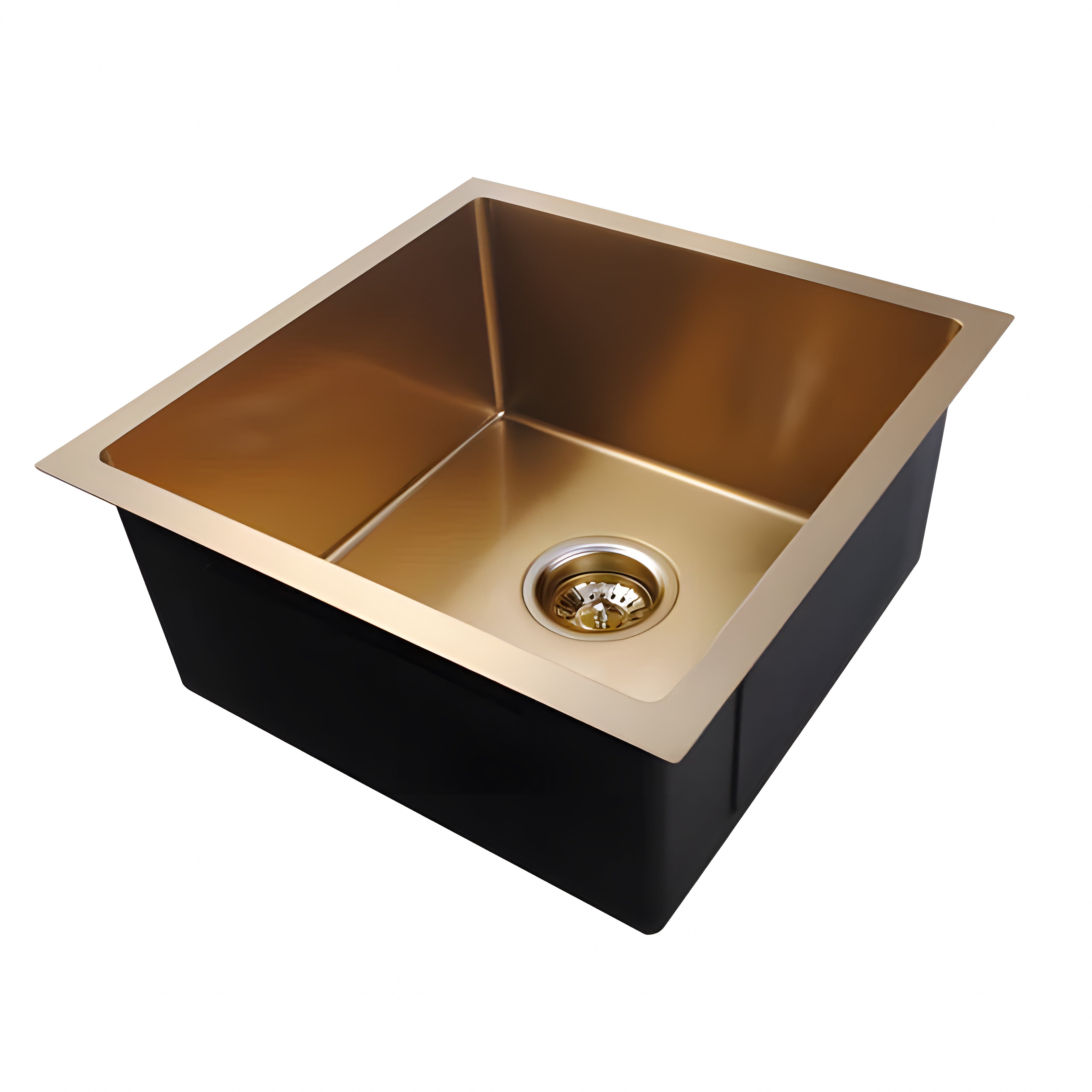 AQUAPERLA T304 HANDMADE SINGLE BOWL SINK BRUSHED YELLOW GOLD 440MM