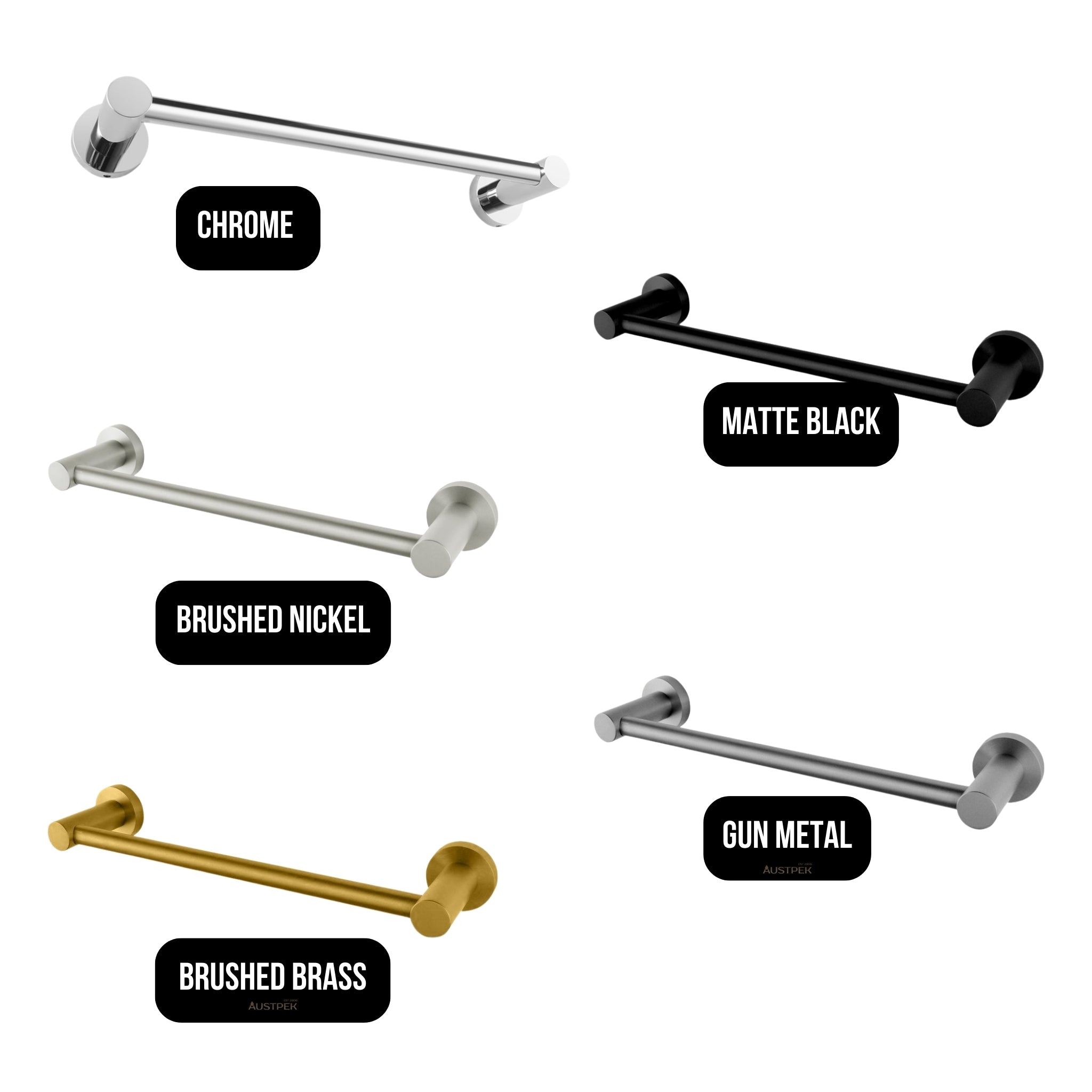 AQUAPERLA LUCID PIN HAND TOWEL HOLDER 347MM BRUSHED BRASS