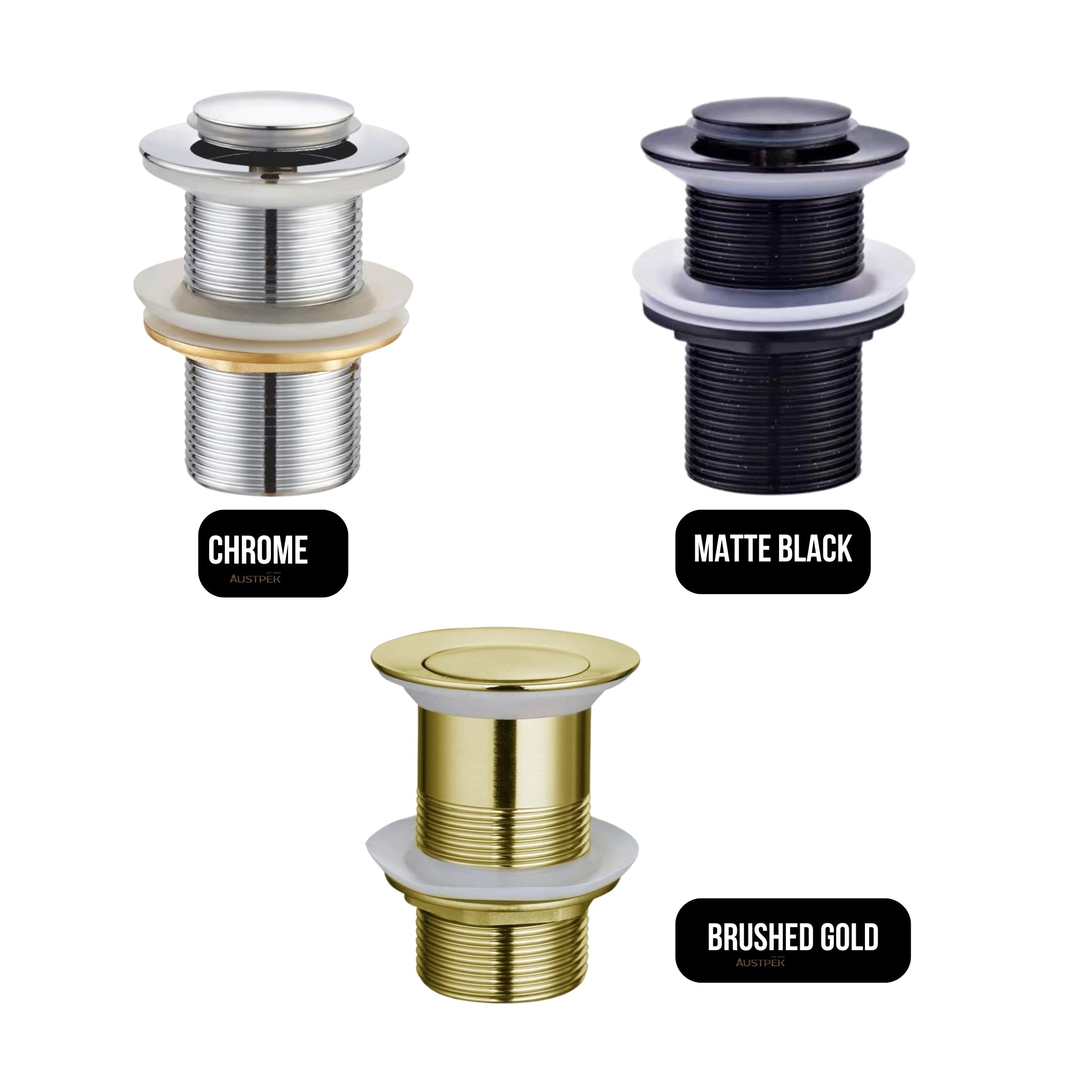 IKON POP-UP NON OVERFLOW WASTE BASIN BRUSHED GOLD