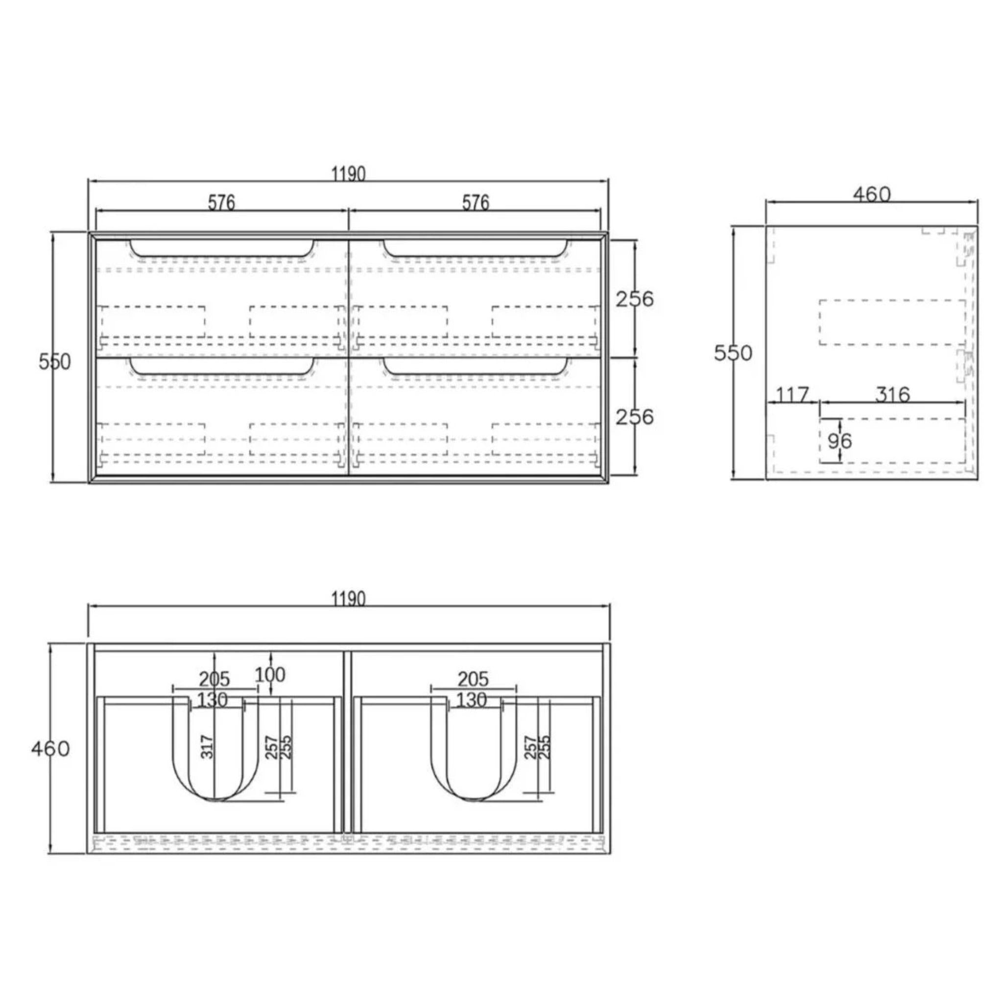 OTTI BYRON NATURAL OAK 1200MM DOUBLE BOWL FLOOR STANDING VANITY