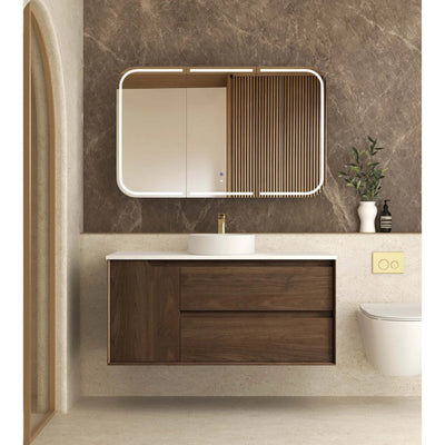 OTTI BYRON SABLE WALNUT 1200MM SINGLE BOWL WALL HUNG VANITY