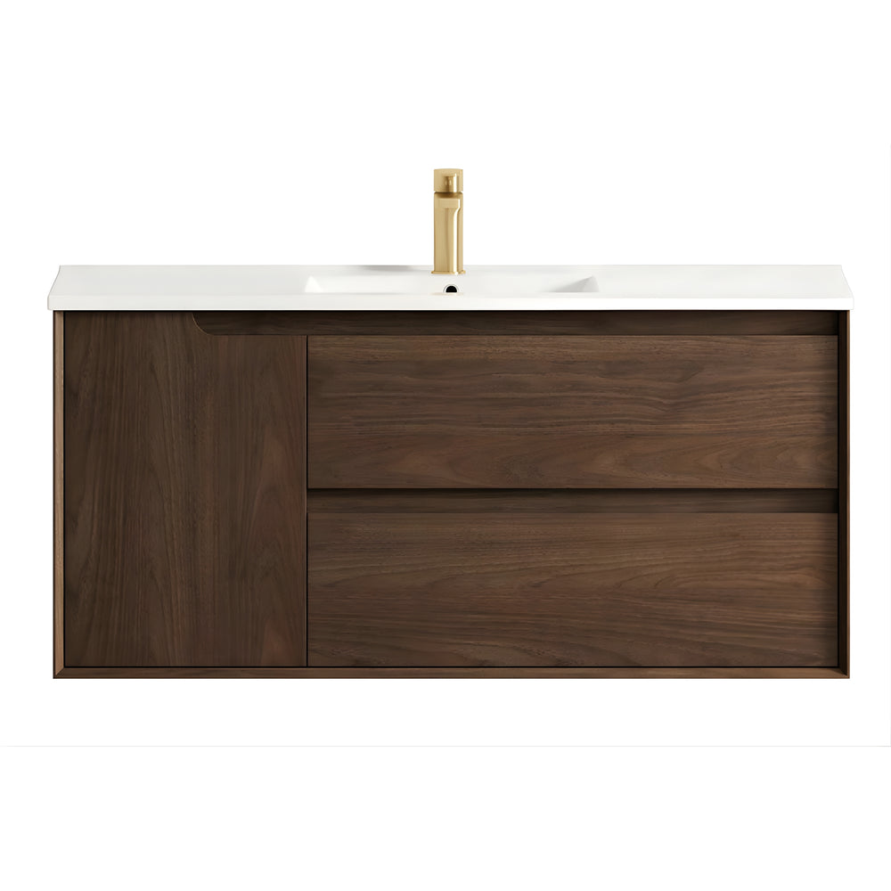 OTTI BYRON SABLE WALNUT 1200MM SINGLE BOWL WALL HUNG VANITY