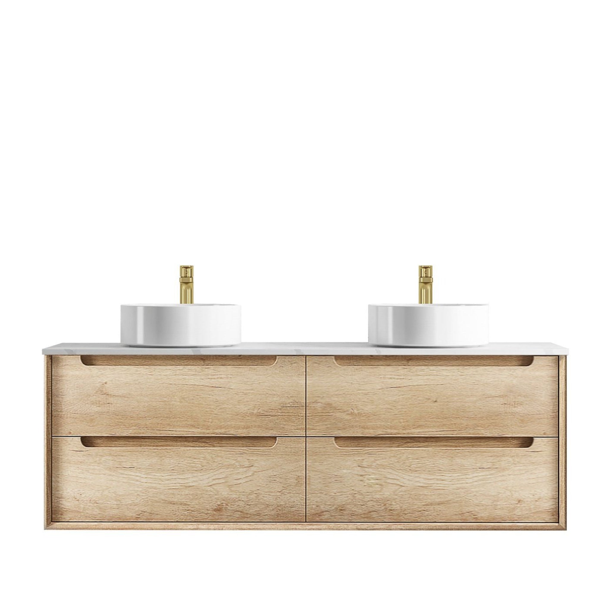 OTTI BYRON NATURAL OAK 1500MM DOUBLE BOWL WALL HUNG VANITY