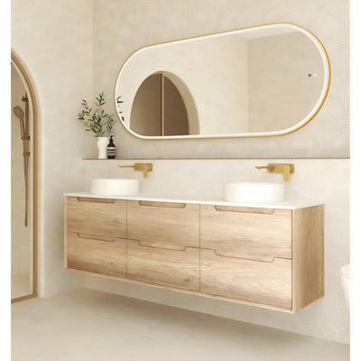 OTTI BYRON NATURAL OAK 1800MM DOUBLE BOWL WALL HUNG VANITY