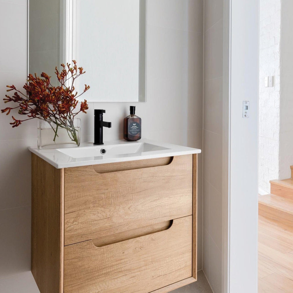 OTTI BYRON NATURAL OAK 600MM SINGLE BOWL FLOOR STANDING VANITY