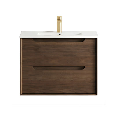 OTTI BYRON SABLE WALNUT 750MM SINGLE BOWL WALL HUNG VANITY