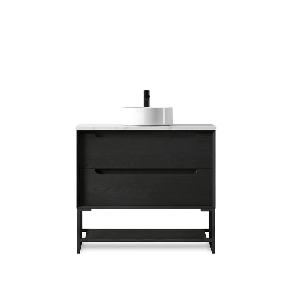 OTTI BYRON BLACK OAK 900MM SINGLE BOWL FLOOR STANDING VANITY