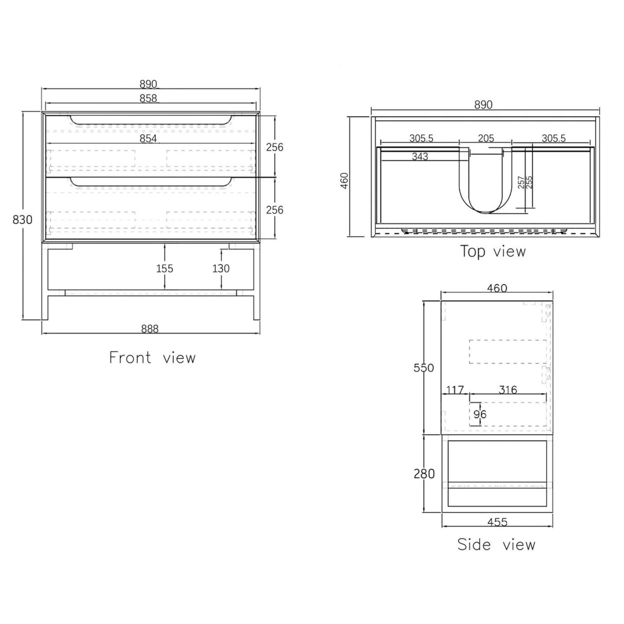 OTTI BYRON NATURAL OAK 900MM SINGLE BOWL WALL HUNG VANITY