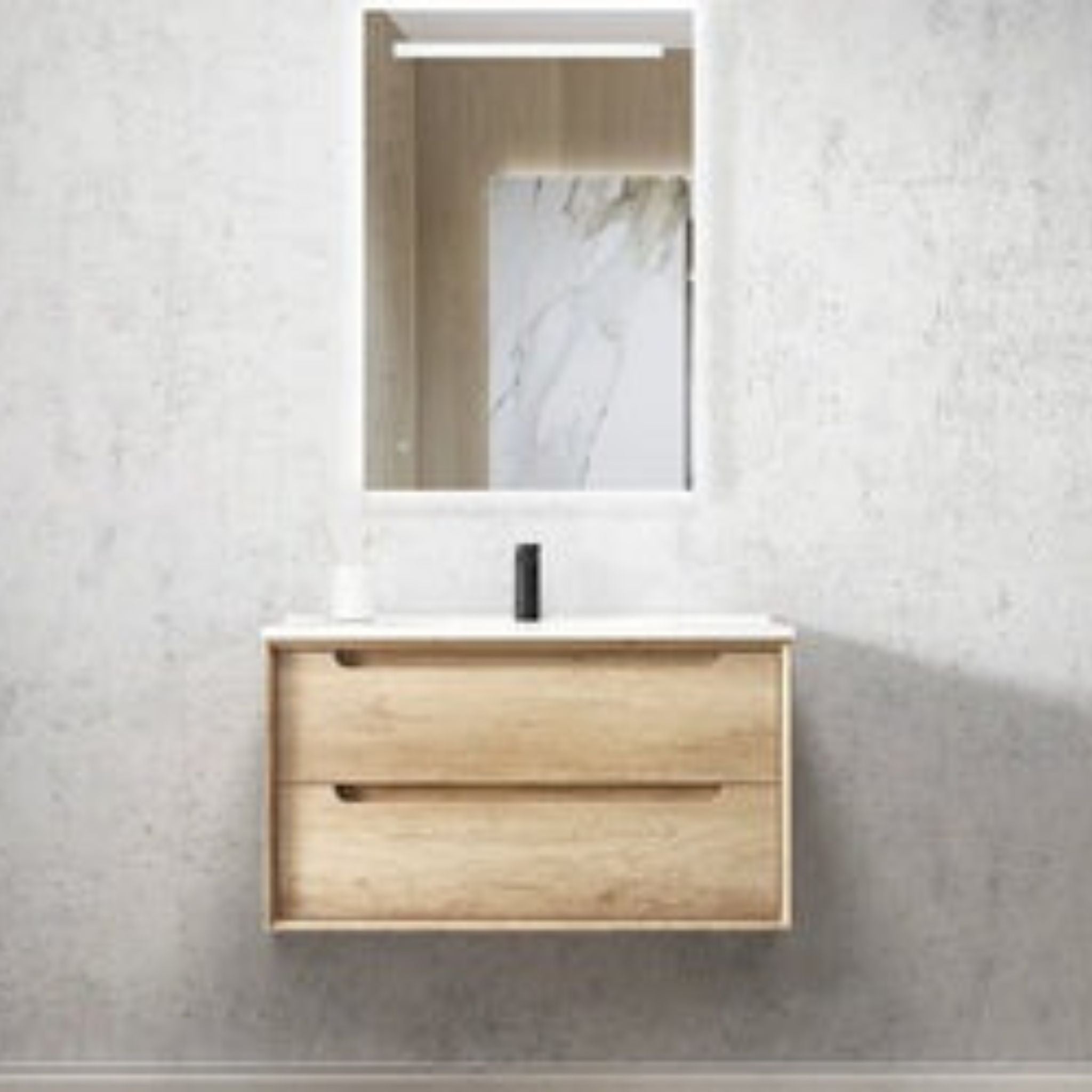 OTTI BYRON NATURAL OAK 900MM SINGLE BOWL WALL HUNG VANITY