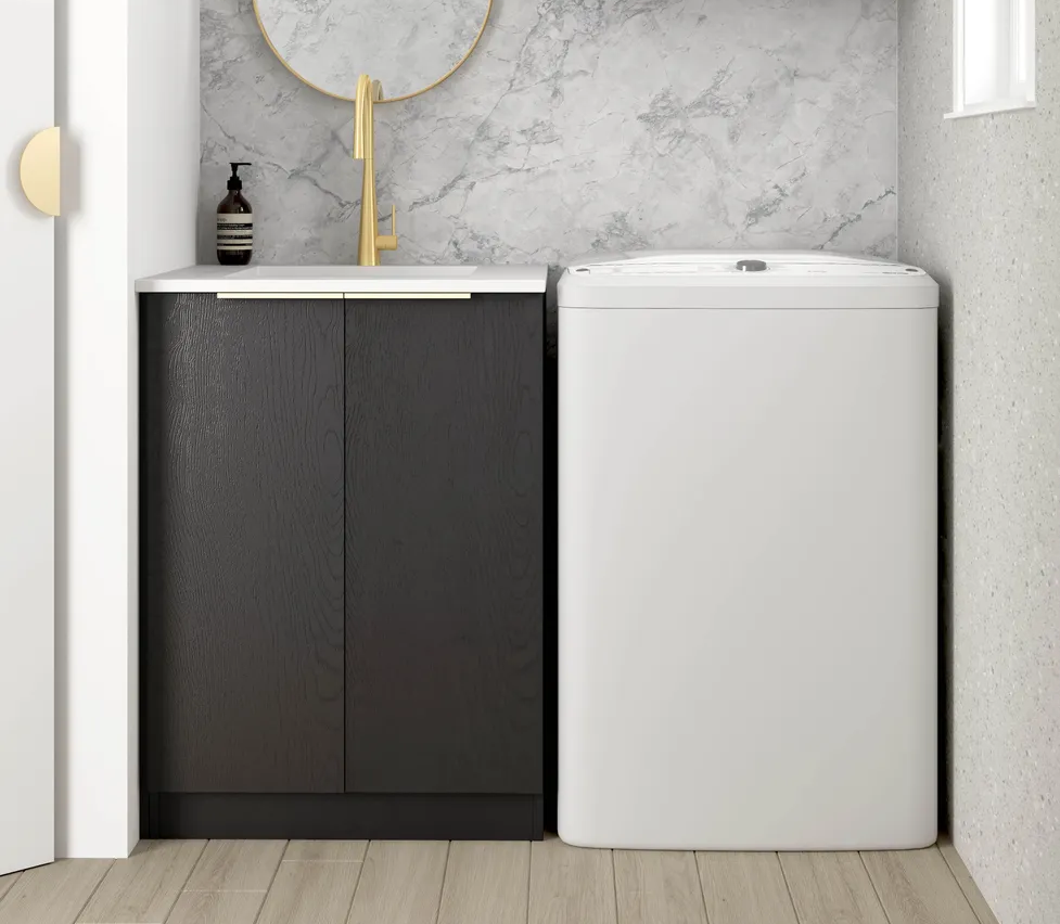 OTTI BYRON BLACK OAK 630MM BASE LAUNDRY CABINET