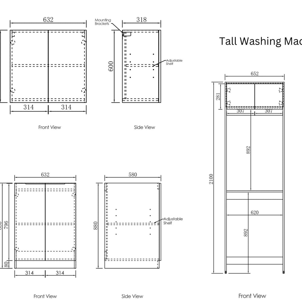 OTTI BYRON NATURAL OAK 1960MM LAUNDRY AND WALL CABINET WITH STONE TOP & SINK (PACKAGE-A)