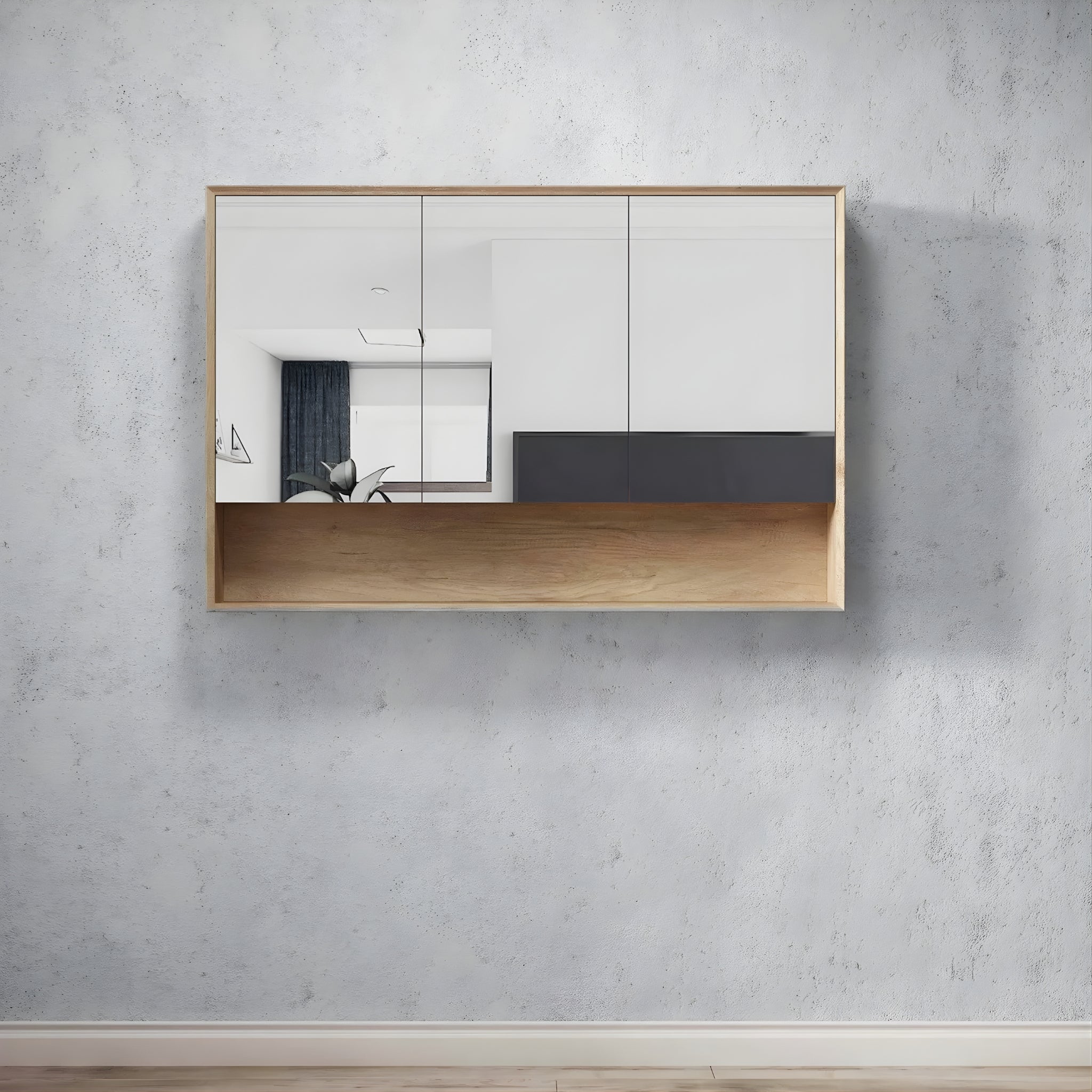 OTTI BYRON NATURAL OAK MIRROR SHAVING CABINET 1200X800MM
