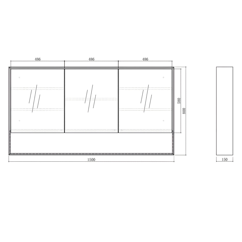 OTTI BYRON NATURAL OAK MIRROR SHAVING CABINET 1500X800MM