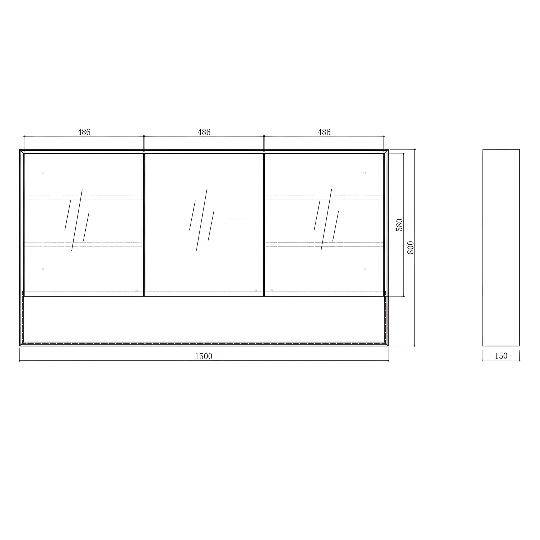 OTTI BYRON NATURAL OAK MIRROR SHAVING CABINET 1500X800MM