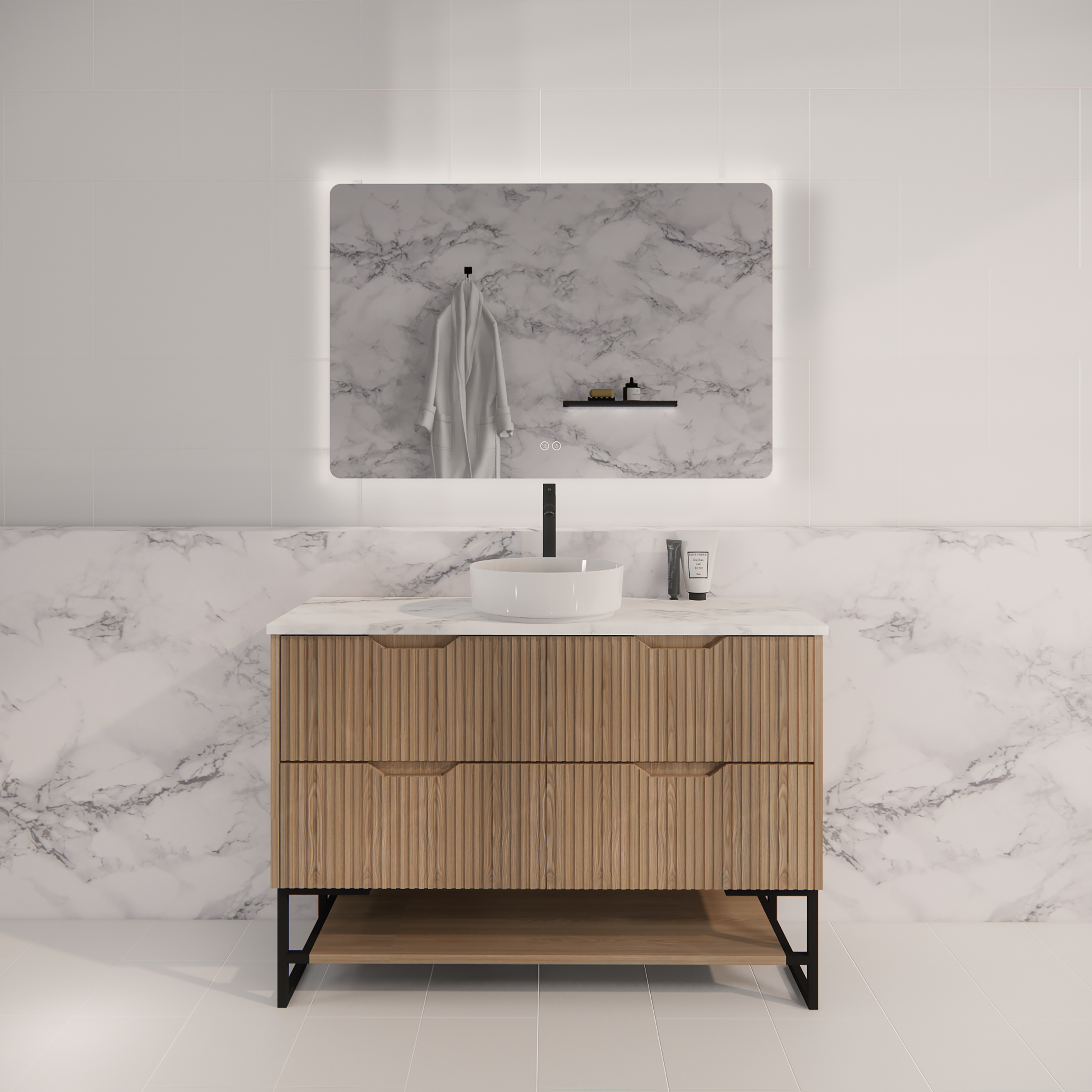 RIVA BALI AMERICAN OAK 1200MM SINGLE BOWL FLOOR STANDING VANITY