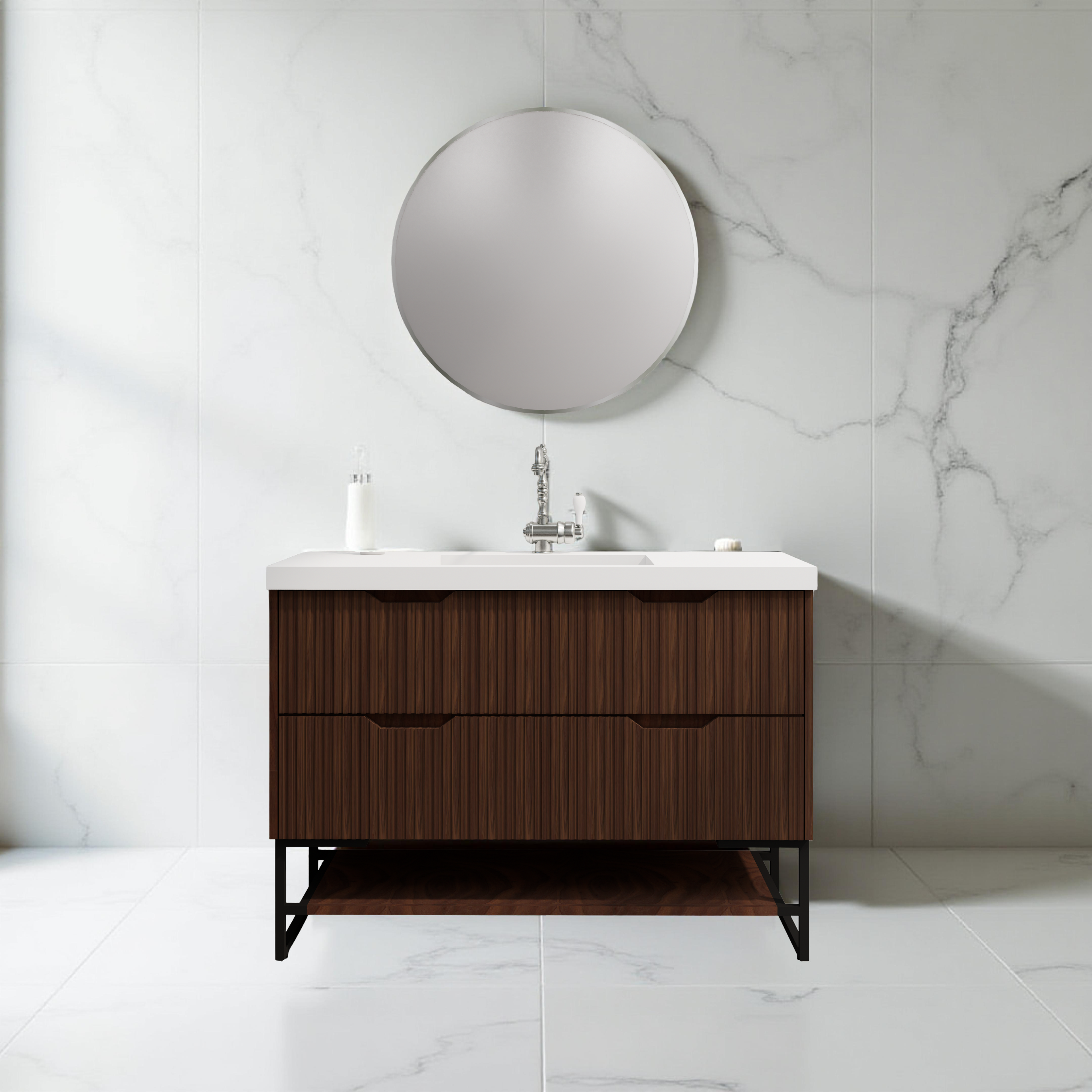 RIVA BALI BROWN OAK 1200MM SINGLE BOWL FLOOR STANDING VANITY