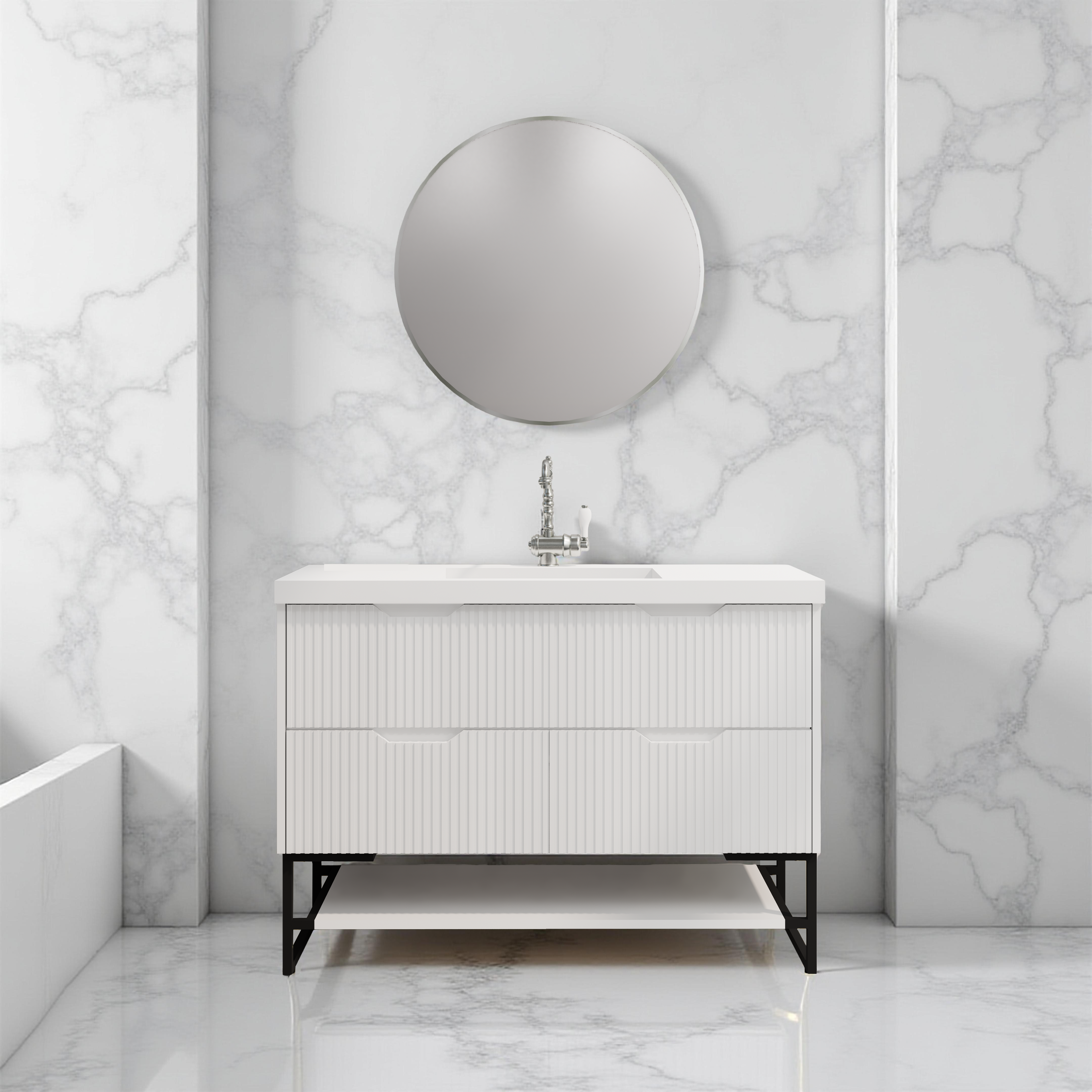 RIVA BALI MATTE WHITE 1200MM SINGLE BOWL FLOOR STANDING VANITY