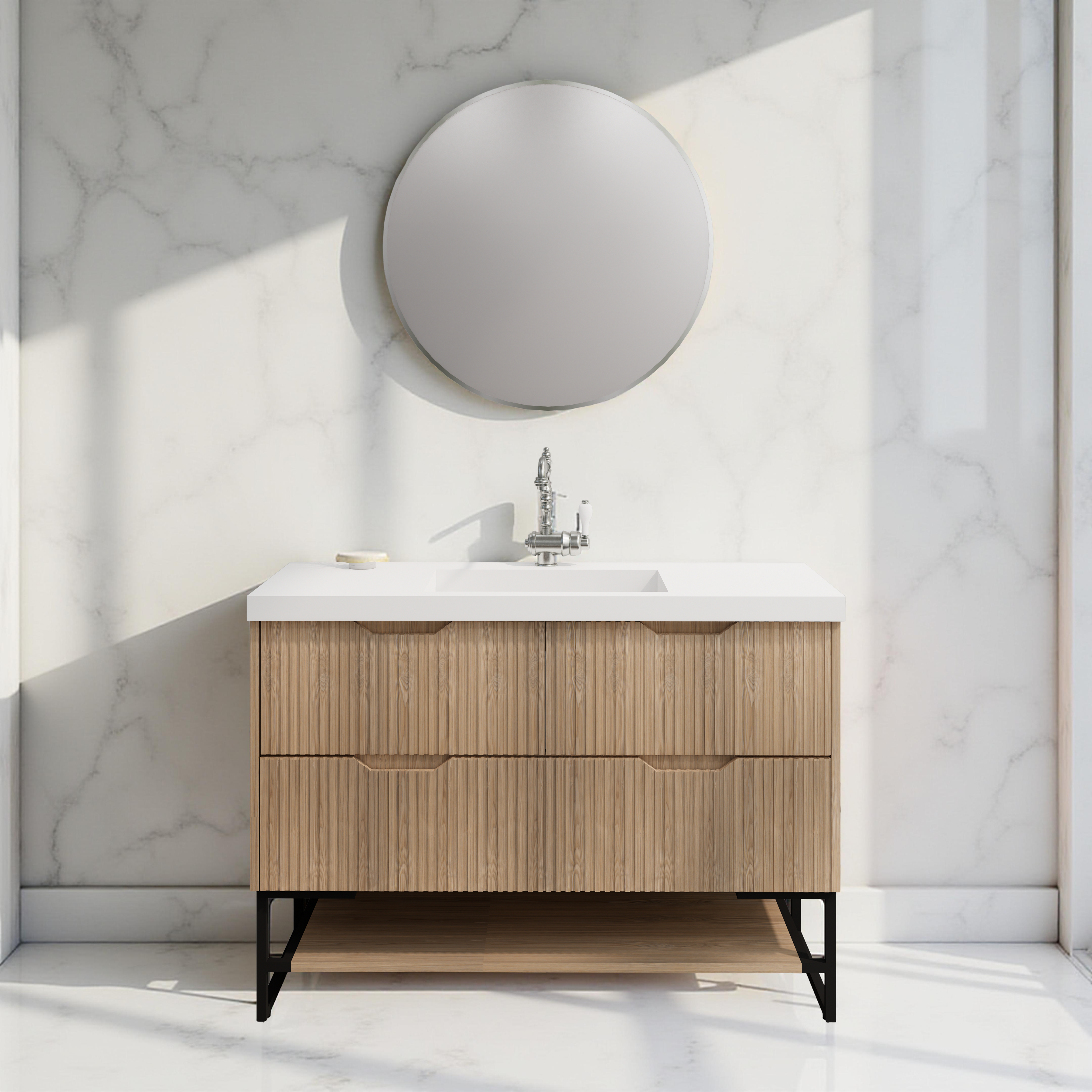 RIVA BALI AMERICAN OAK 1200MM SINGLE BOWL FLOOR STANDING VANITY