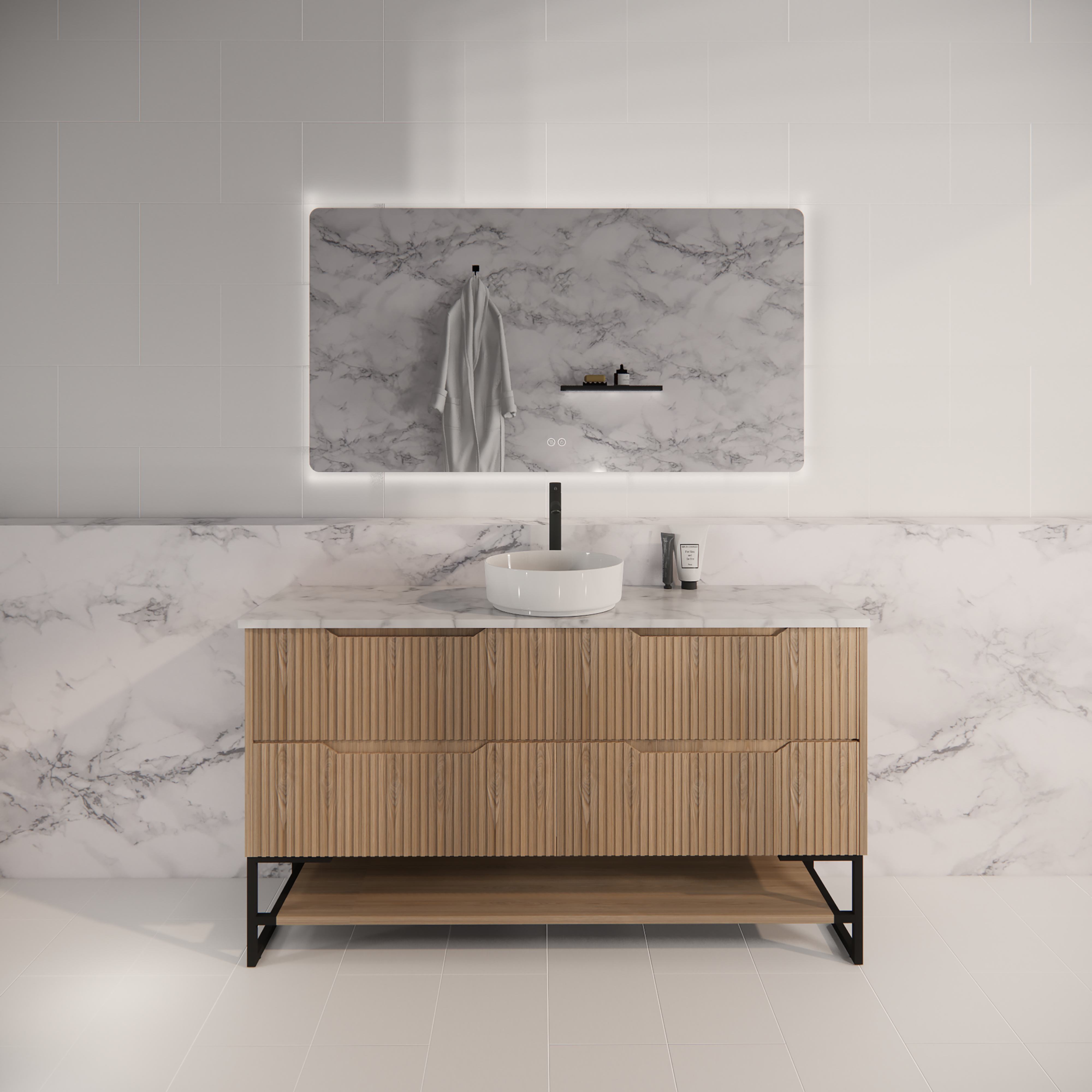 RIVA BALI AMERICAN OAK 1500MM SINGLE BOWL FLOOR STANDING VANITY