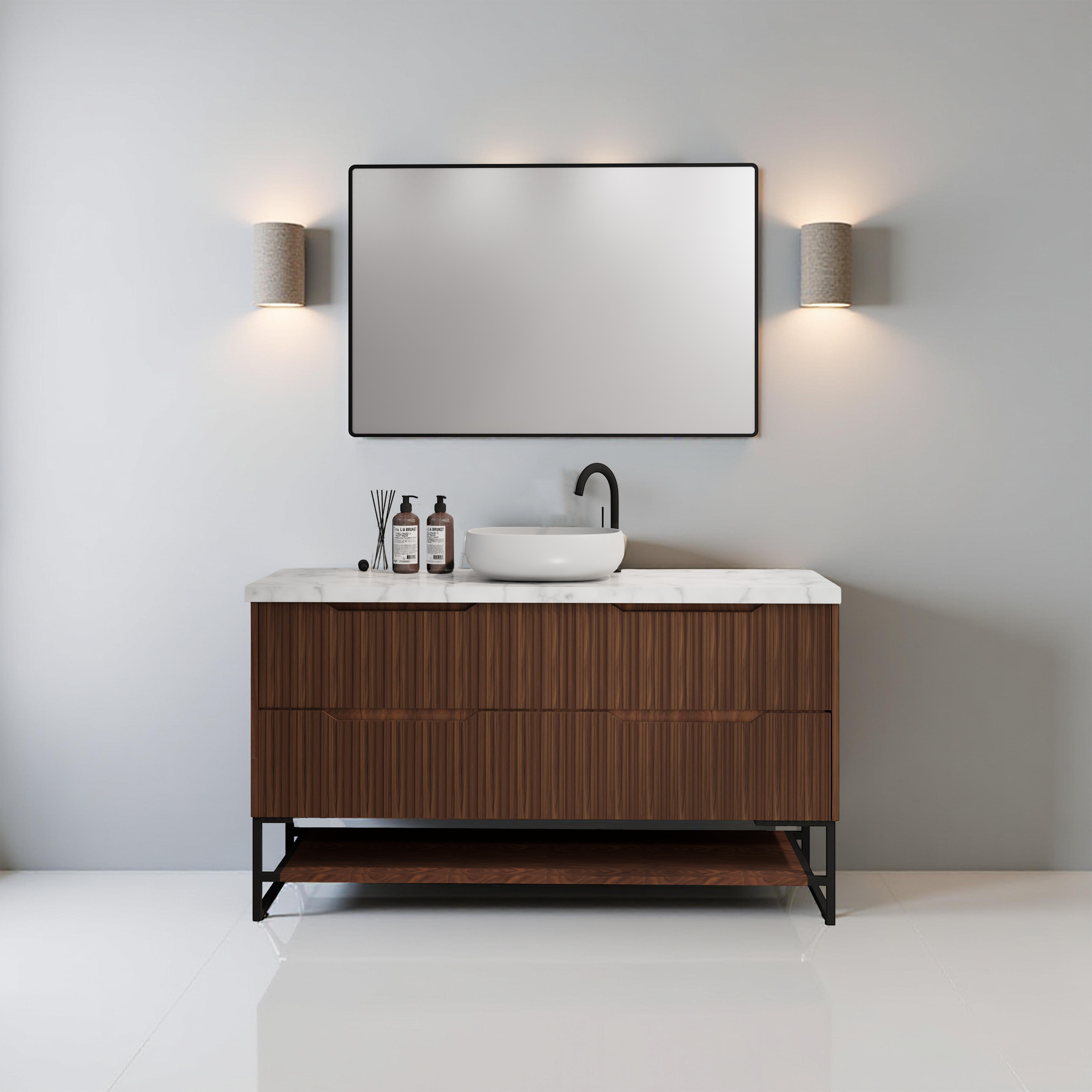 RIVA BALI BROWN OAK 1500MM SINGLE BOWL FLOOR STANDING VANITY