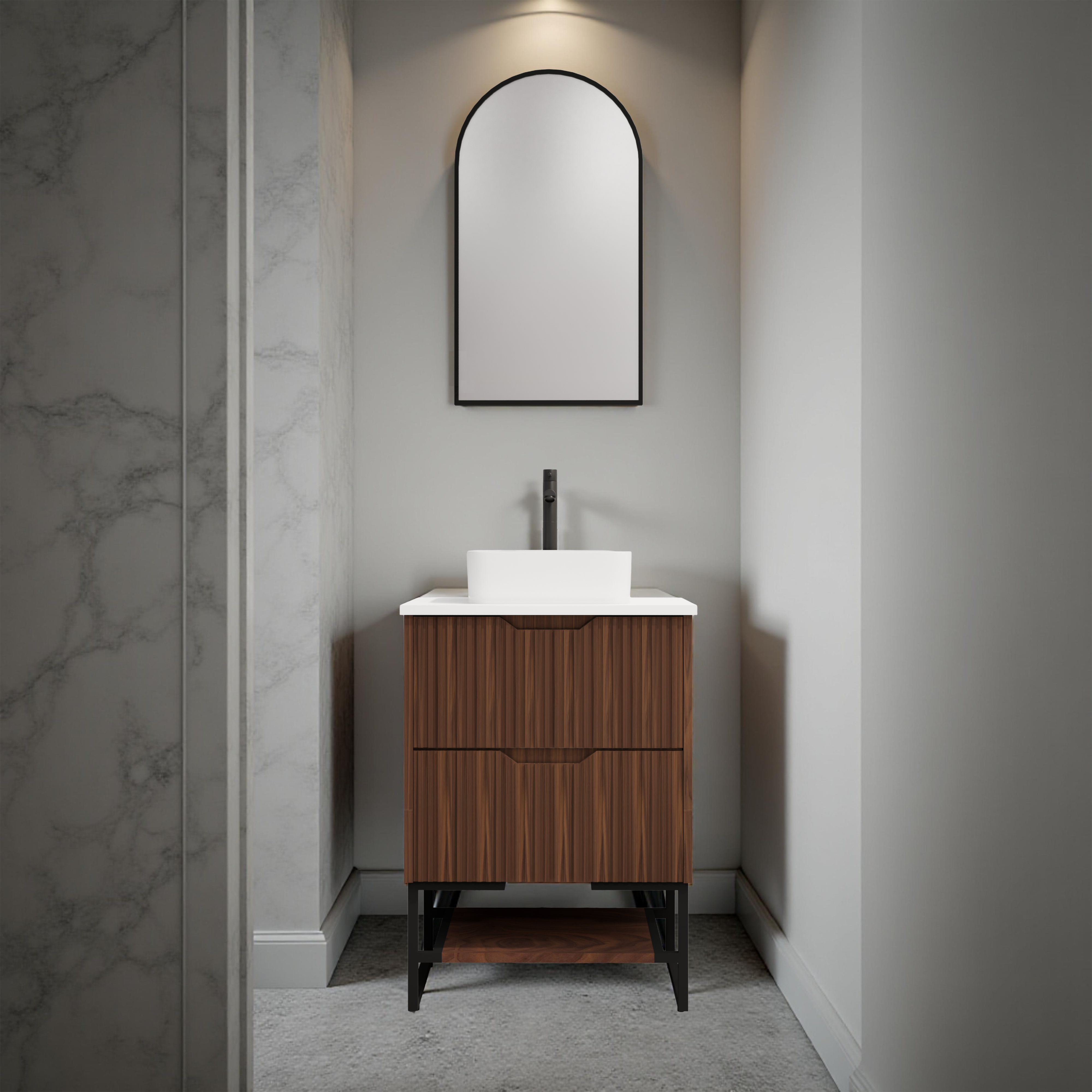 RIVA BALI BROWN OAK 600MM SINGLE BOWL FLOOR STANDING VANITY