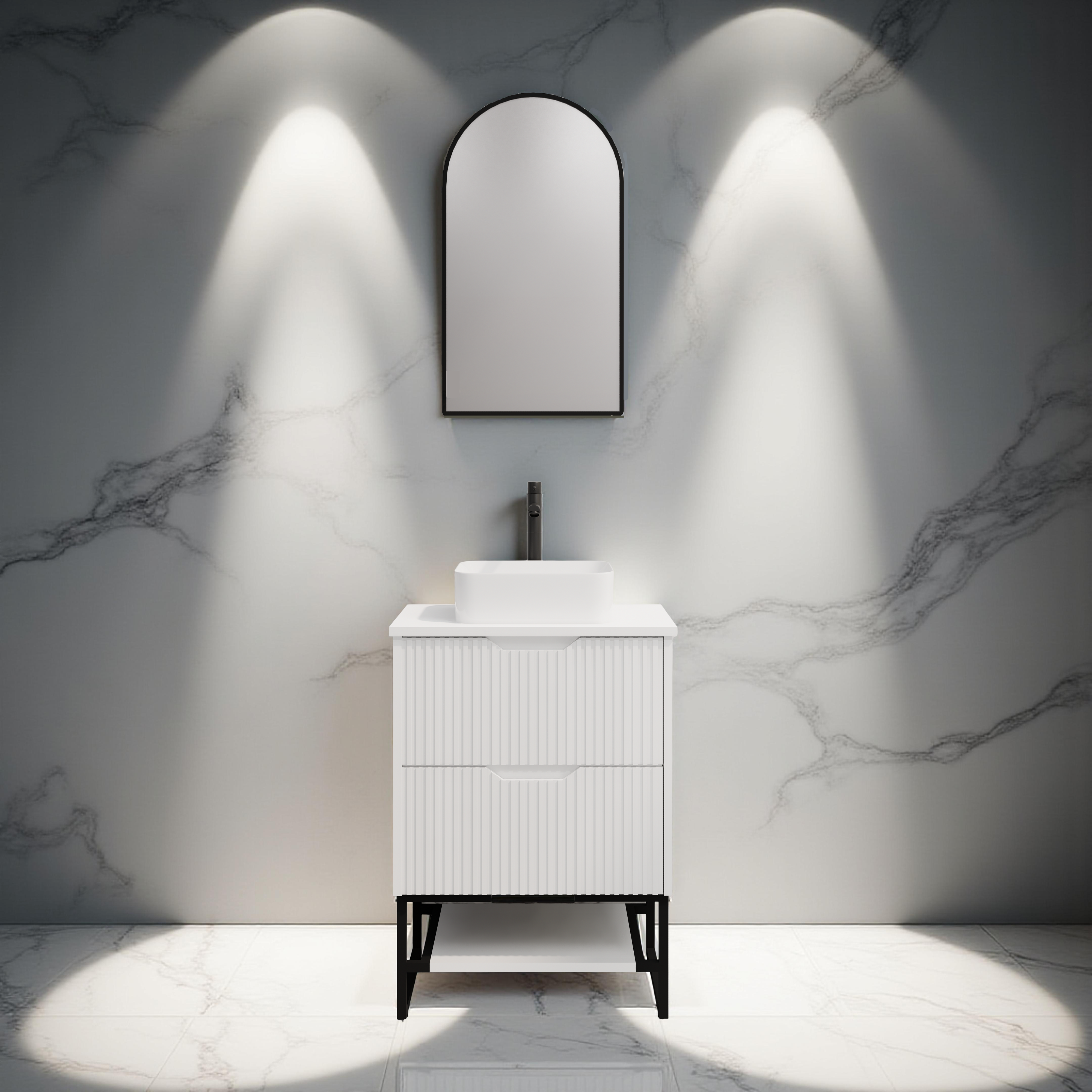 RIVA BALI MATTE WHITE 600MM SINGLE BOWL FLOOR STANDING VANITY