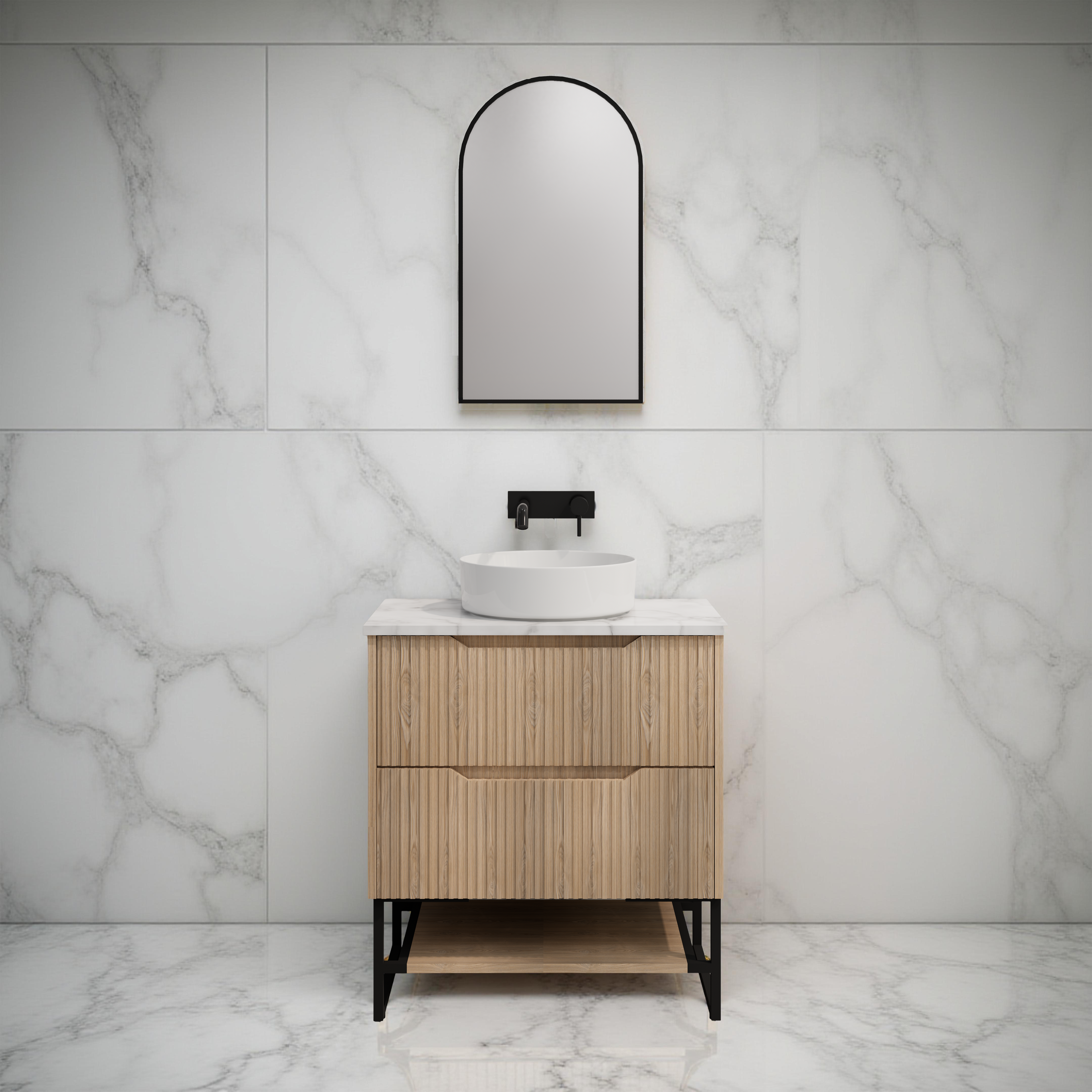 RIVA BALI AMERICAN OAK 750MM SINGLE BOWL FLOOR STANDING VANITY