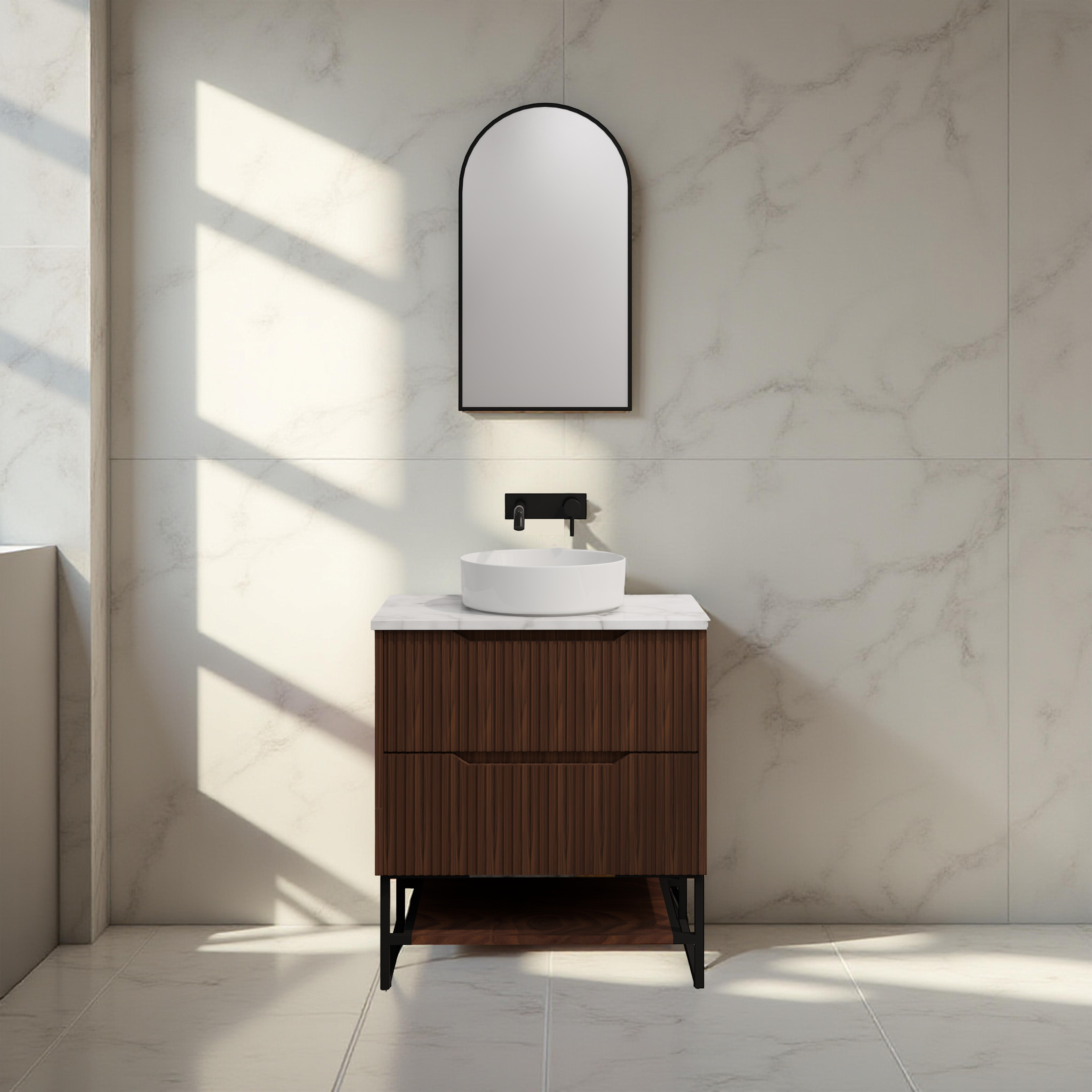RIVA BALI BROWN OAK 750MM SINGLE BOWL FLOOR STANDING VANITY