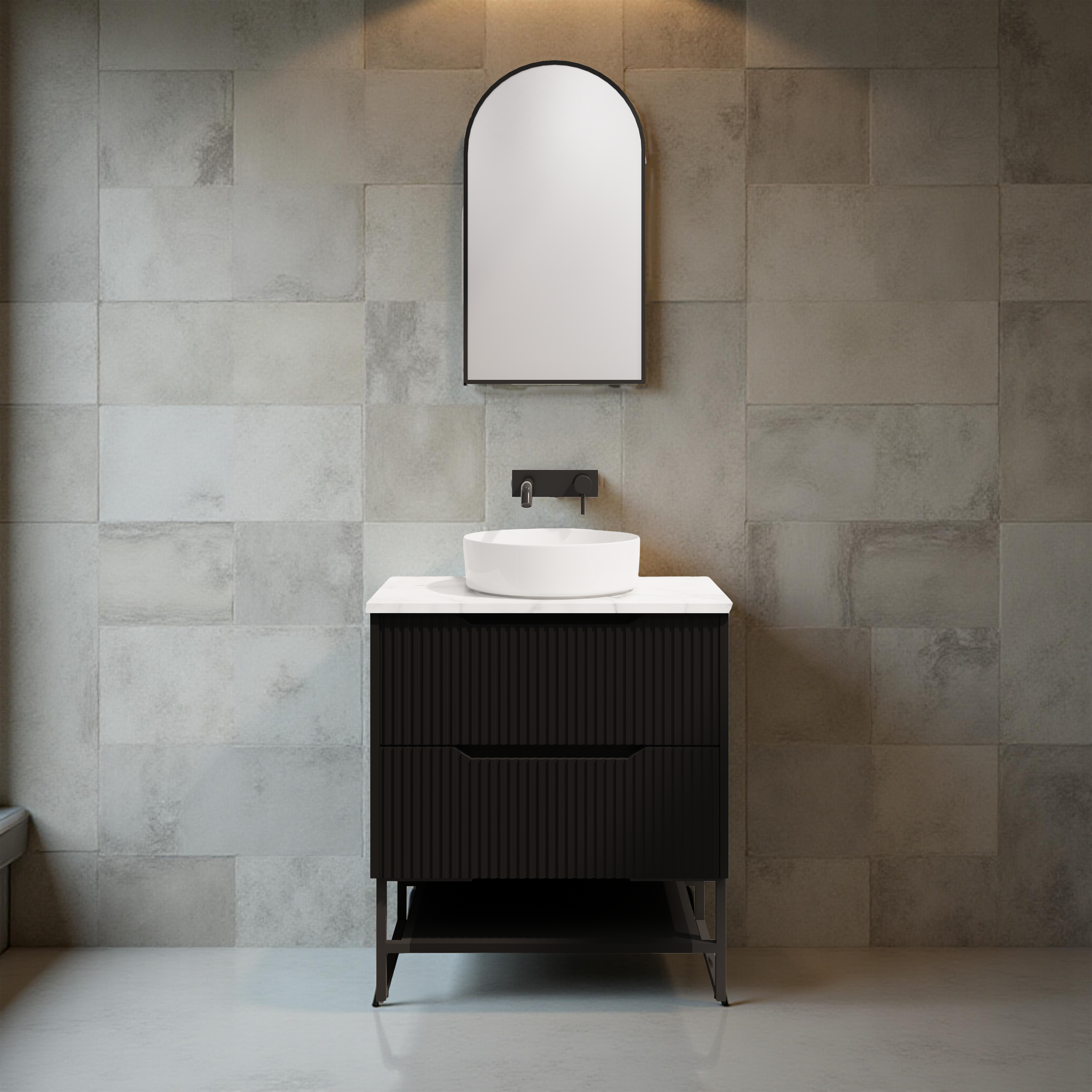 RIVA BALI MATTE BLACK 750MM SINGLE BOWL FLOOR STANDING VANITY