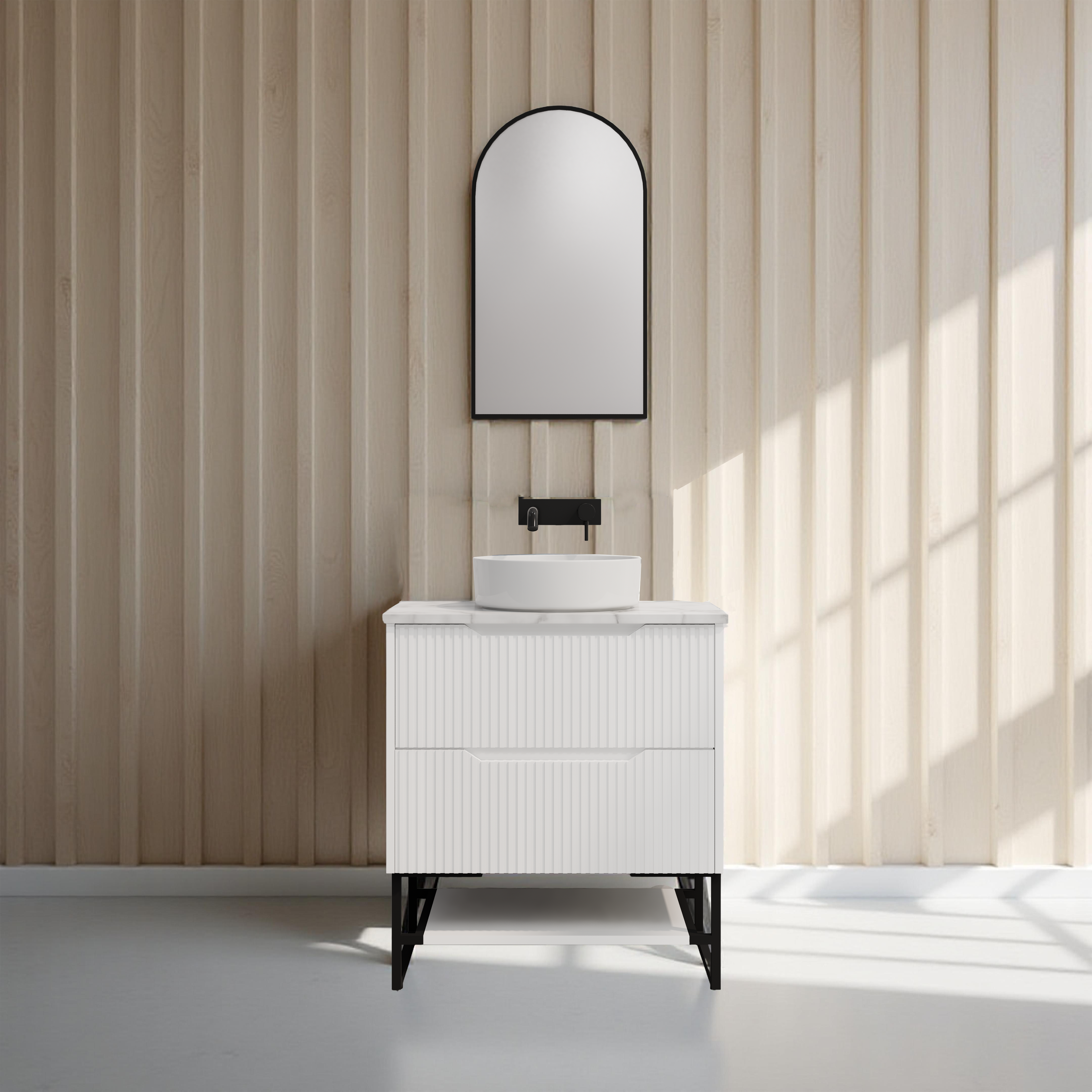RIVA BALI MATTE WHITE 750MM SINGLE BOWL FLOOR STANDING VANITY