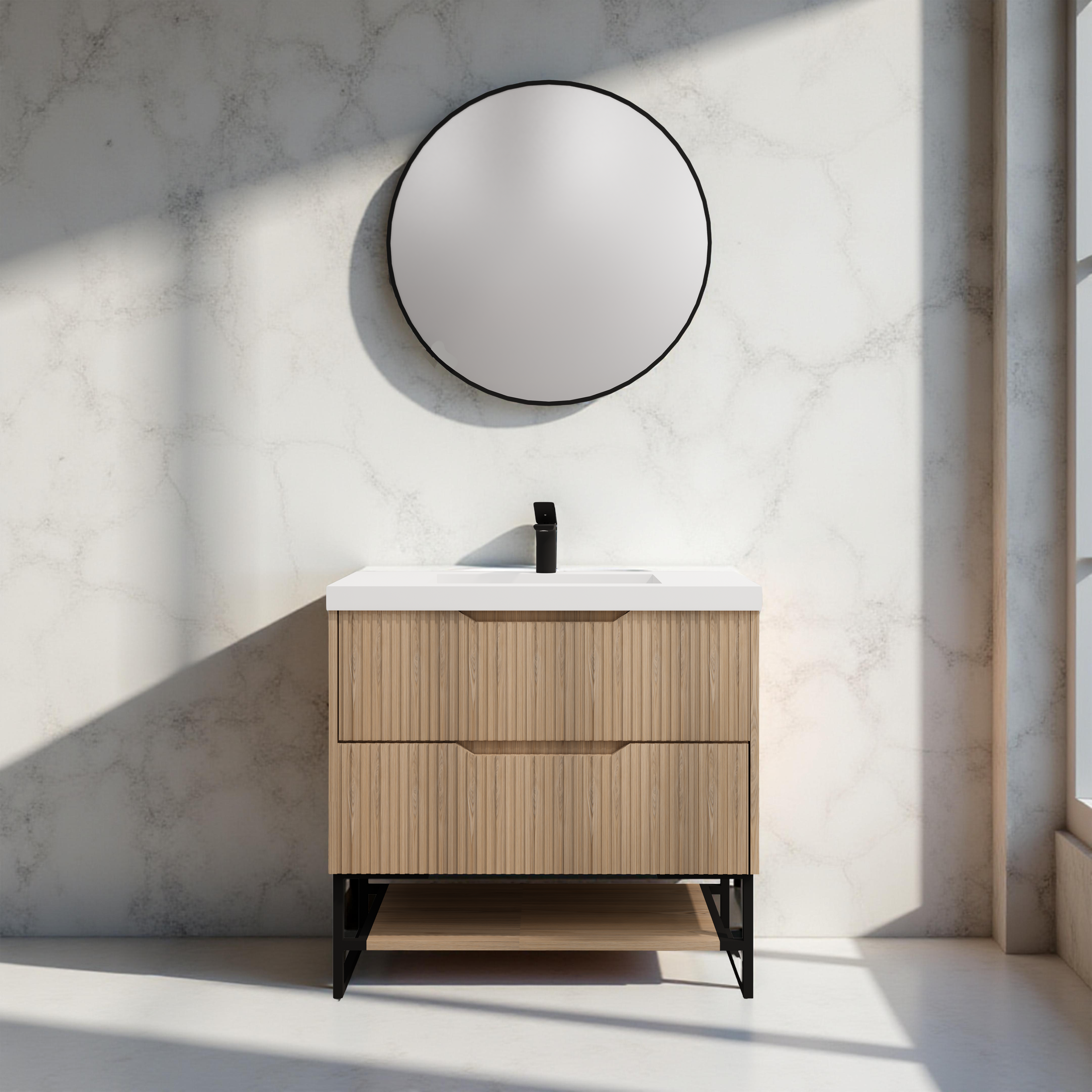 RIVA BALI AMERICAN OAK 900MM SINGLE BOWL FLOOR STANDING VANITY