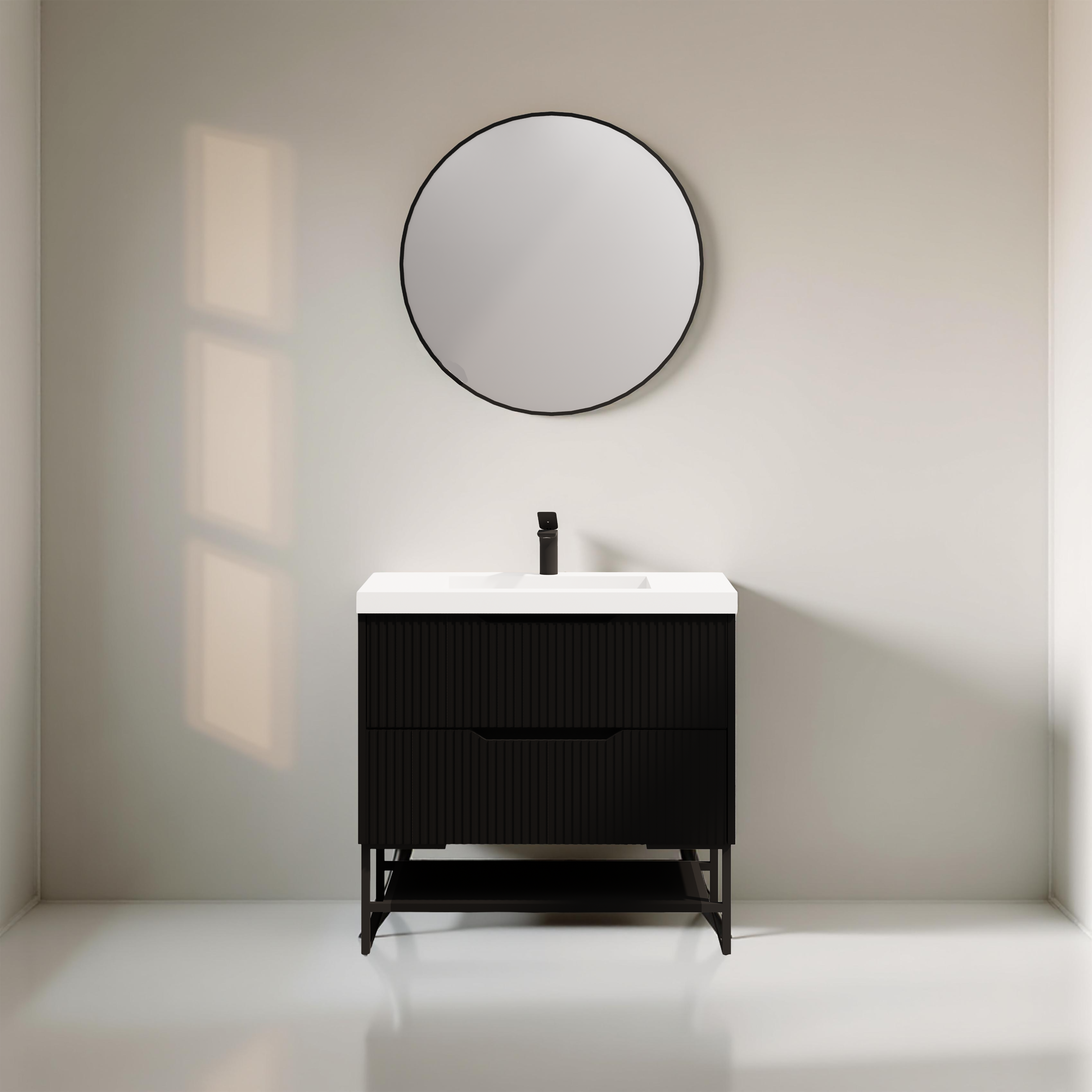 RIVA BALI MATTE BLACK 900MM SINGLE BOWL FLOOR STANDING VANITY