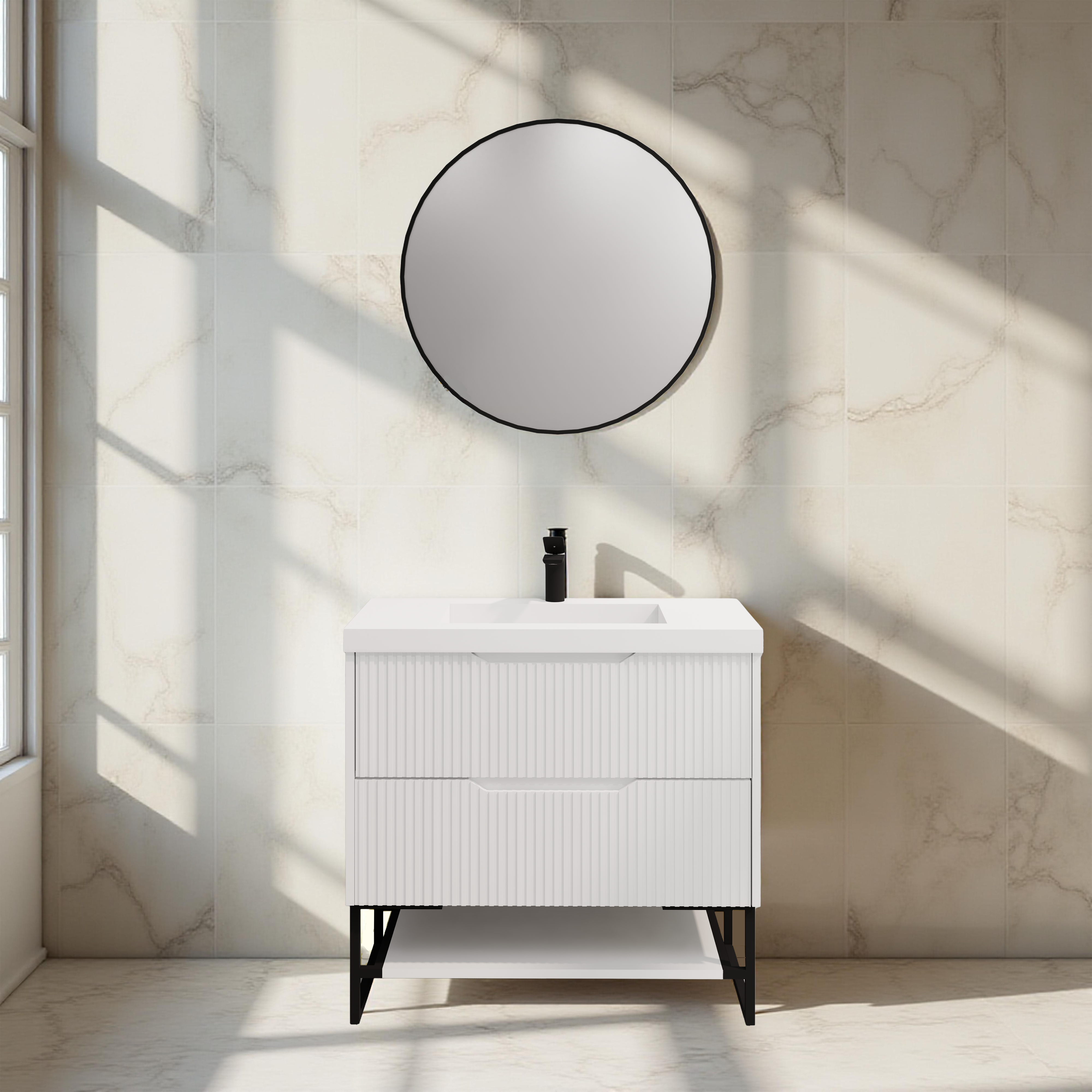RIVA BALI MATTE WHITE 900MM SINGLE BOWL FLOOR STANDING VANITY